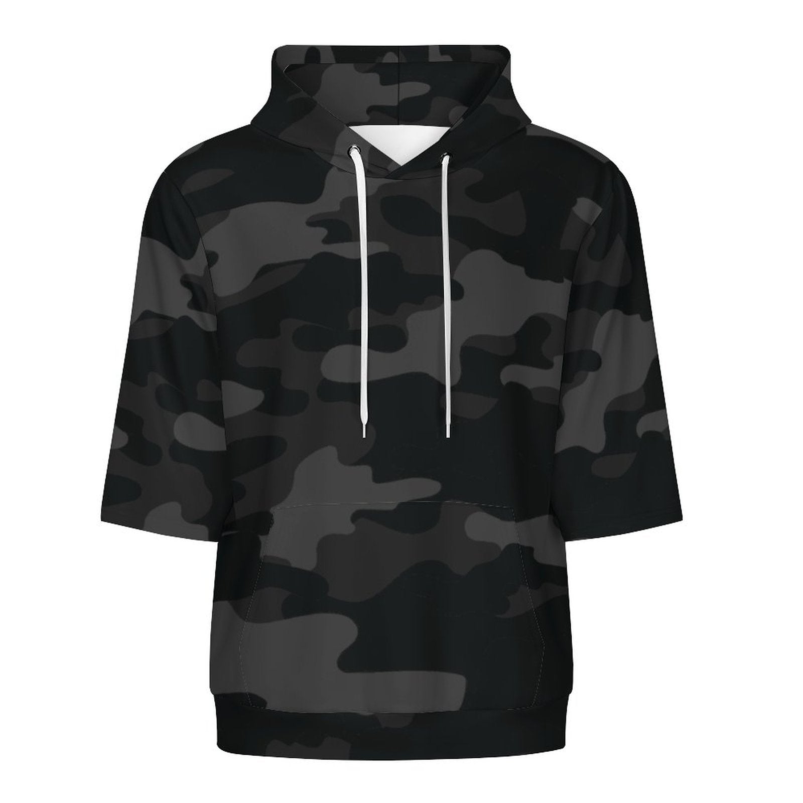 Short Sleeve Hoodie | Black Camouflage Camo Colors