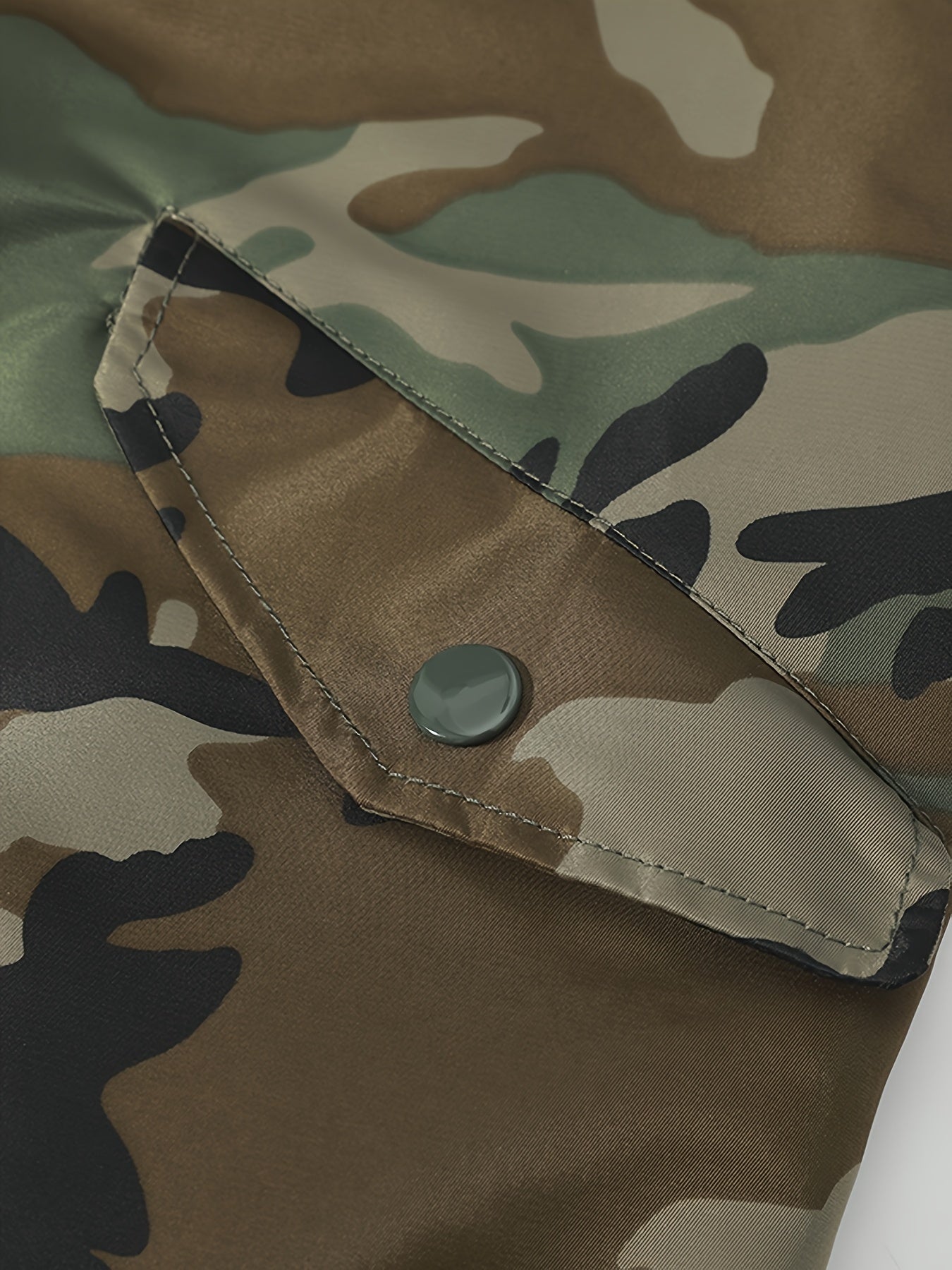 Fashionable Men's Camo Bomber Jacket, Stand Collar, Zipper Camo Colors