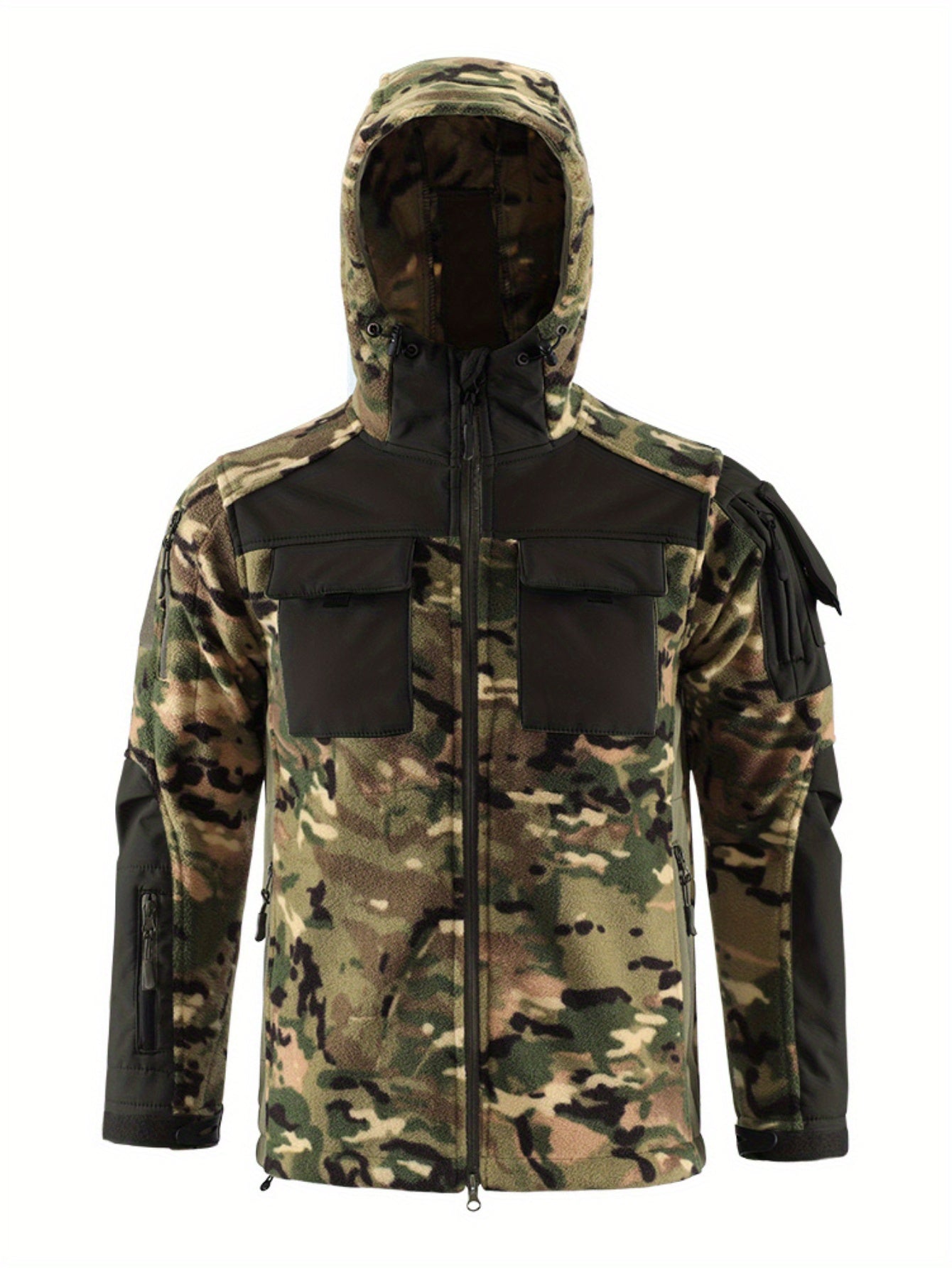 Men's Camo Hunting Jacket | Windproof Winter Fleece Coat Camo Colors