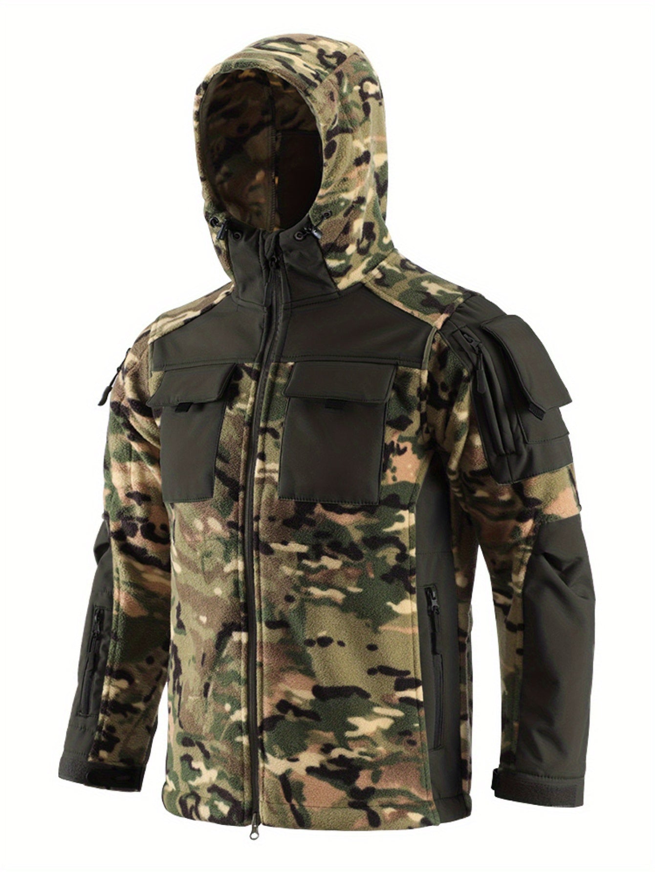Men's Camo Hunting Jacket | Windproof Winter Fleece Coat Camo Colors