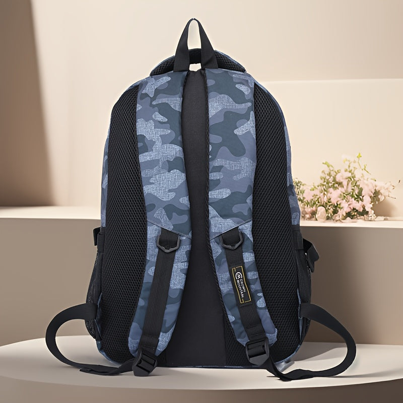 CROWN MOUNTAIN Large Capacity Backpack | Green / Blue Camo Colors