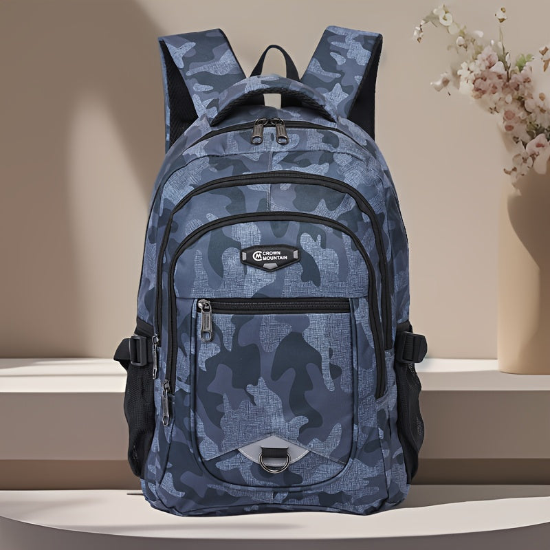 CROWN MOUNTAIN Large Capacity Backpack | Green / Blue Camo Colors