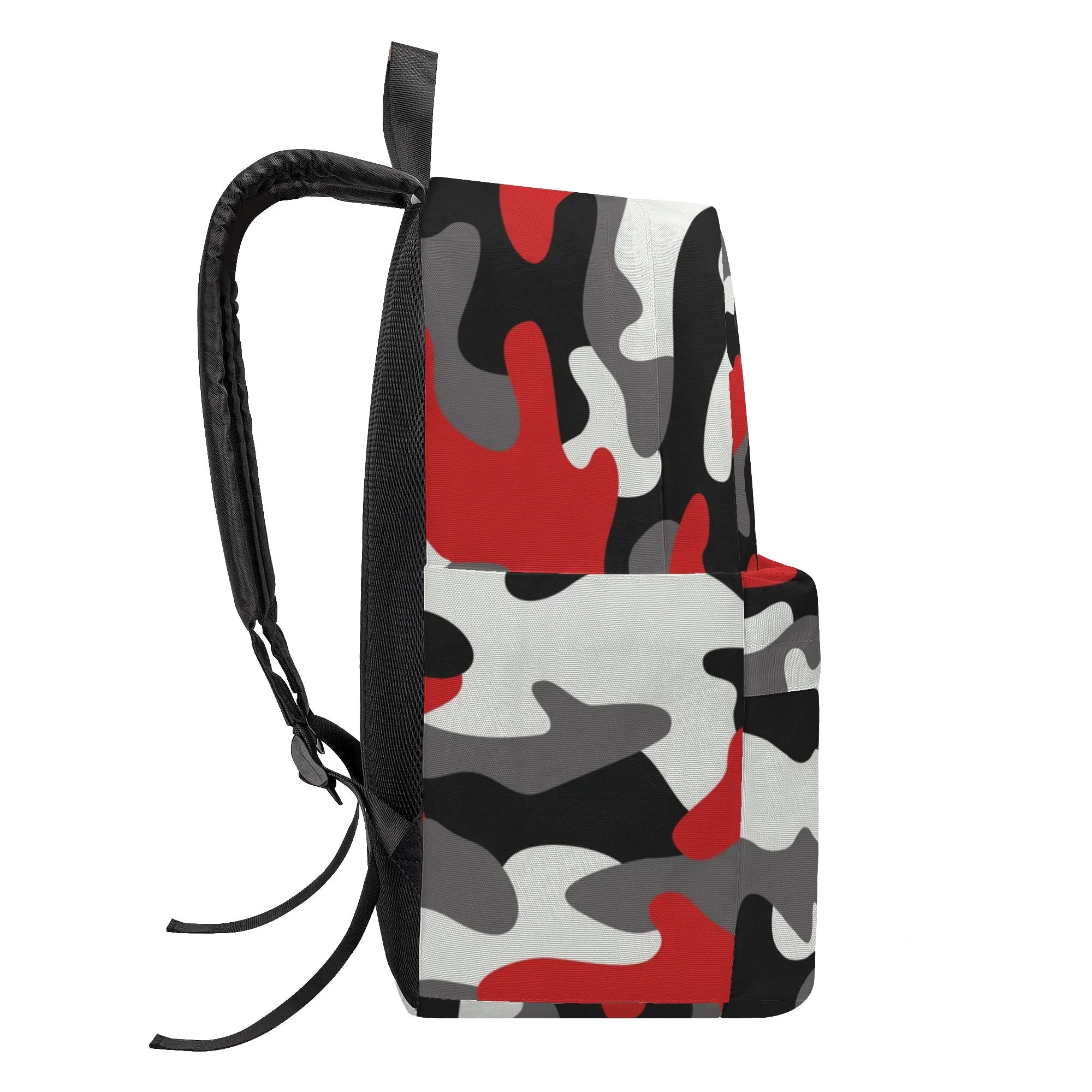 Camo Backpack | Red, Black, and White Camouflage Style Camo Colors
