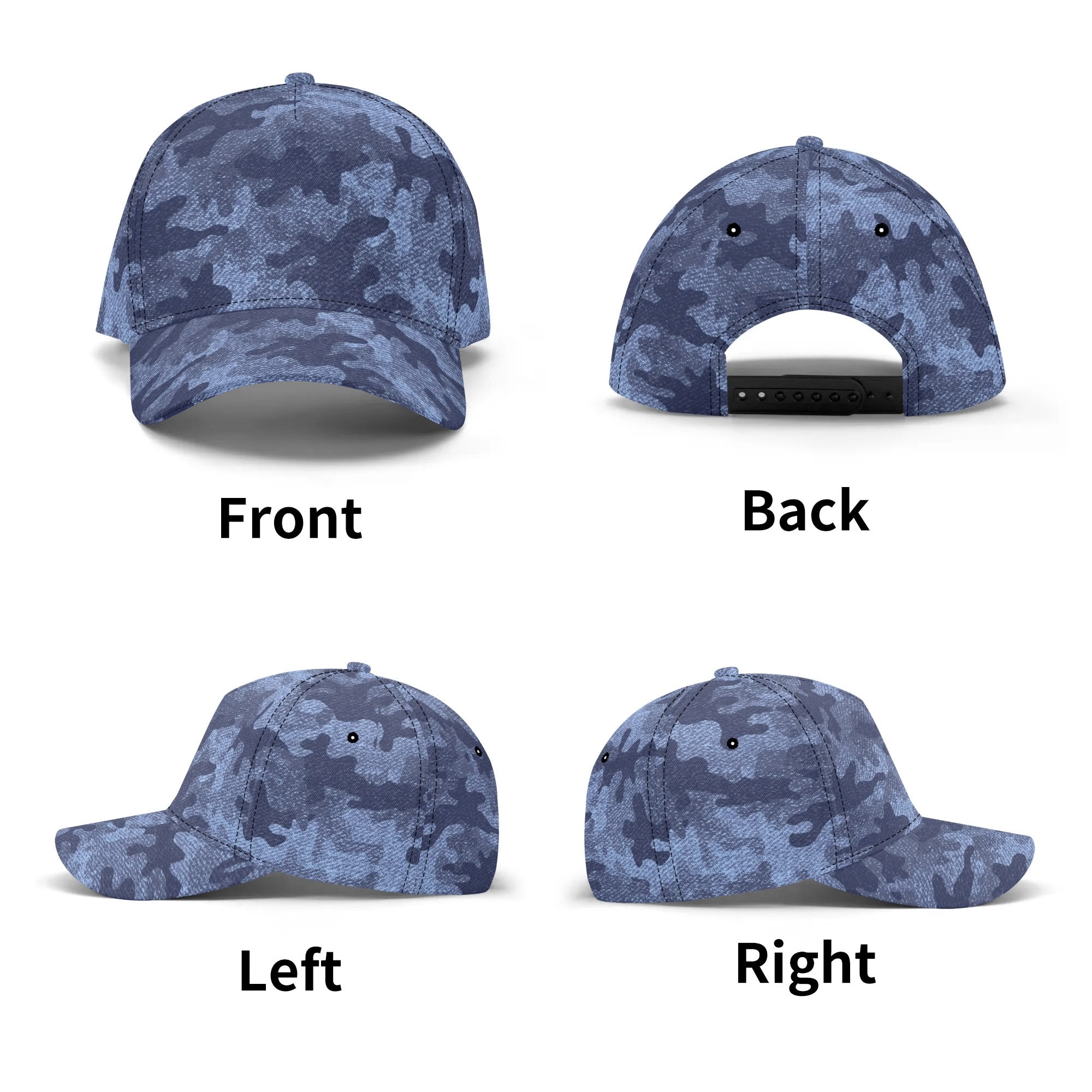 Camo Baseball Cap | Denim Blue Camouflage Style Camo Colors