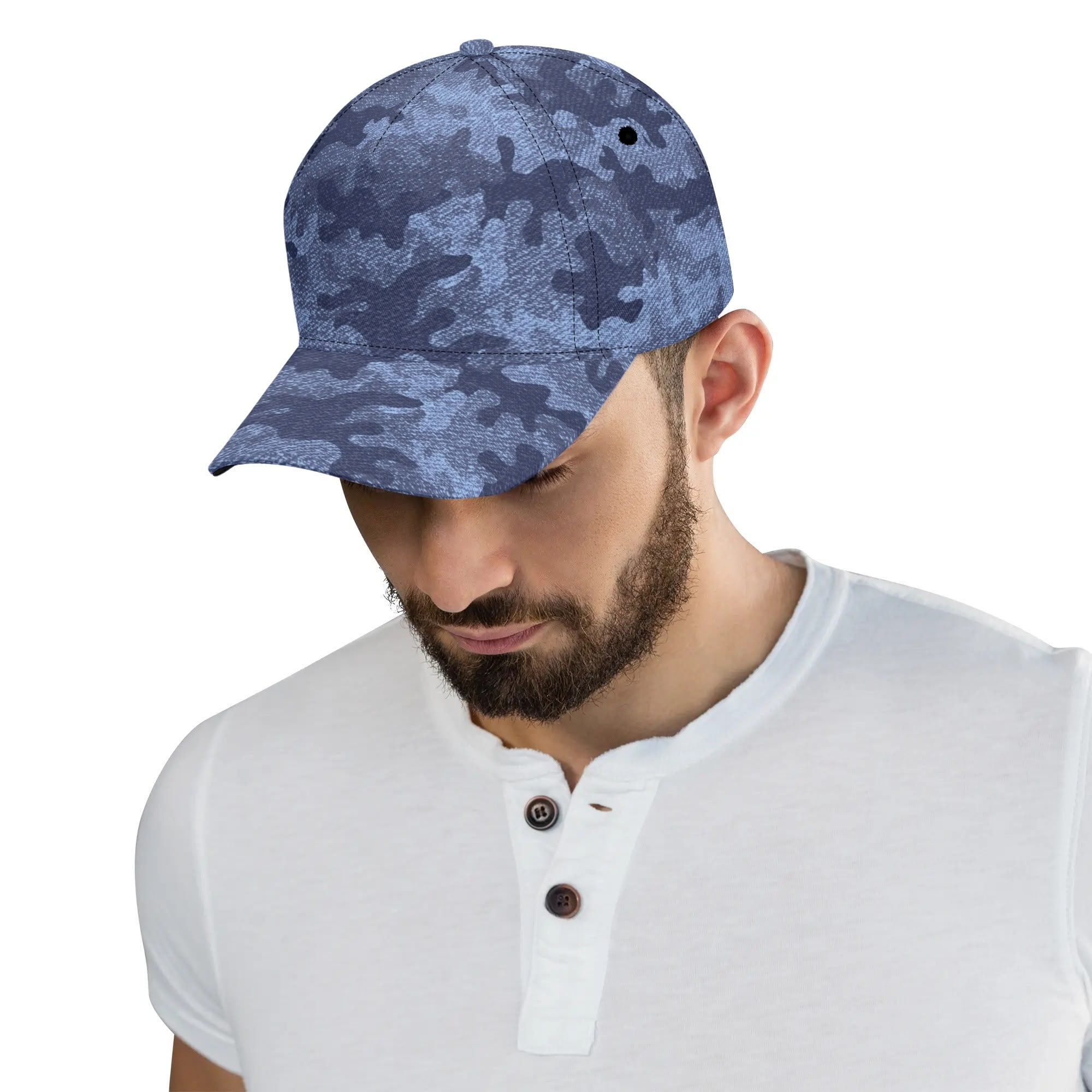 Camo Baseball Cap | Denim Blue Camouflage Style Camo Colors