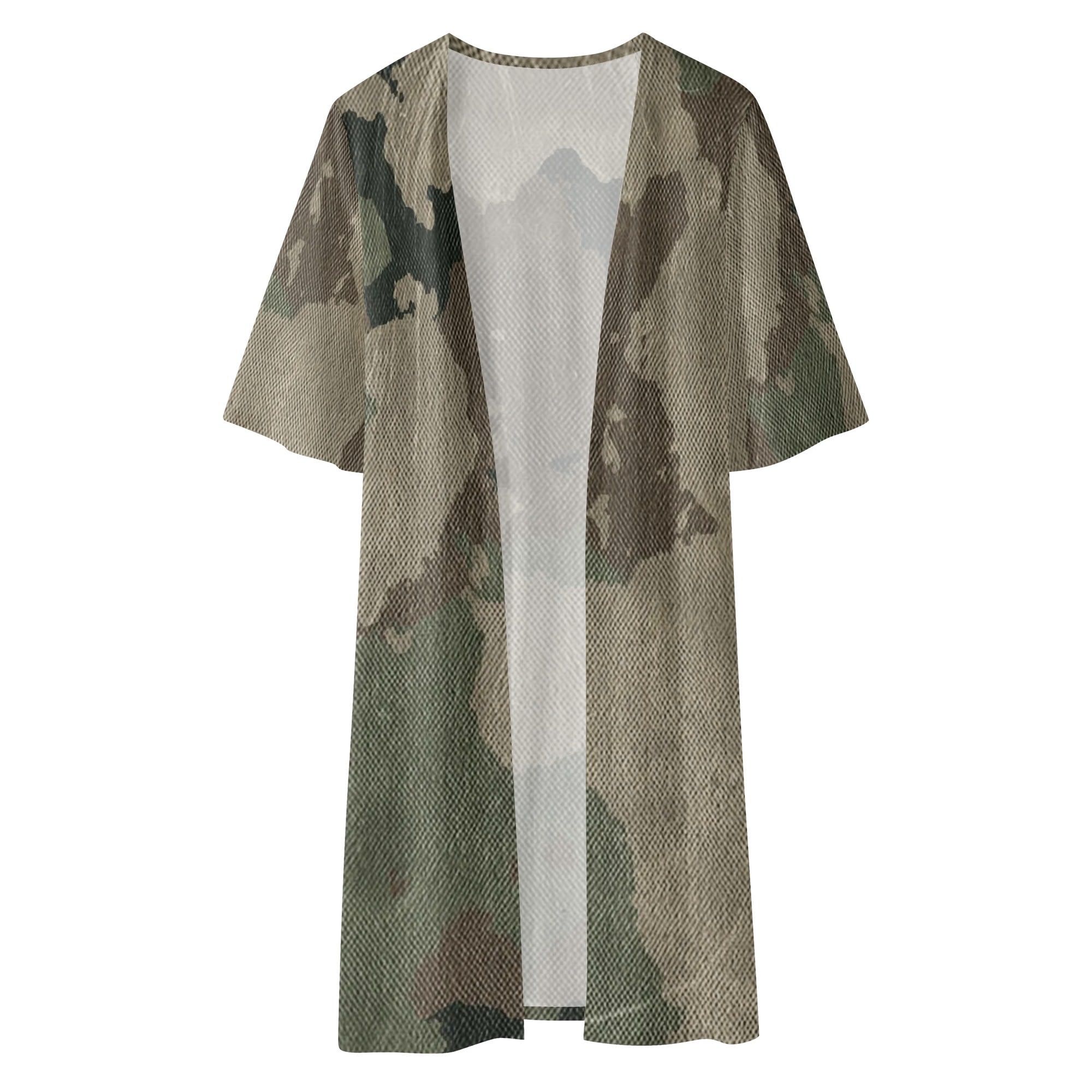 Camo Kimono | Dirty Old Brown Half Sleeve Camo Colors