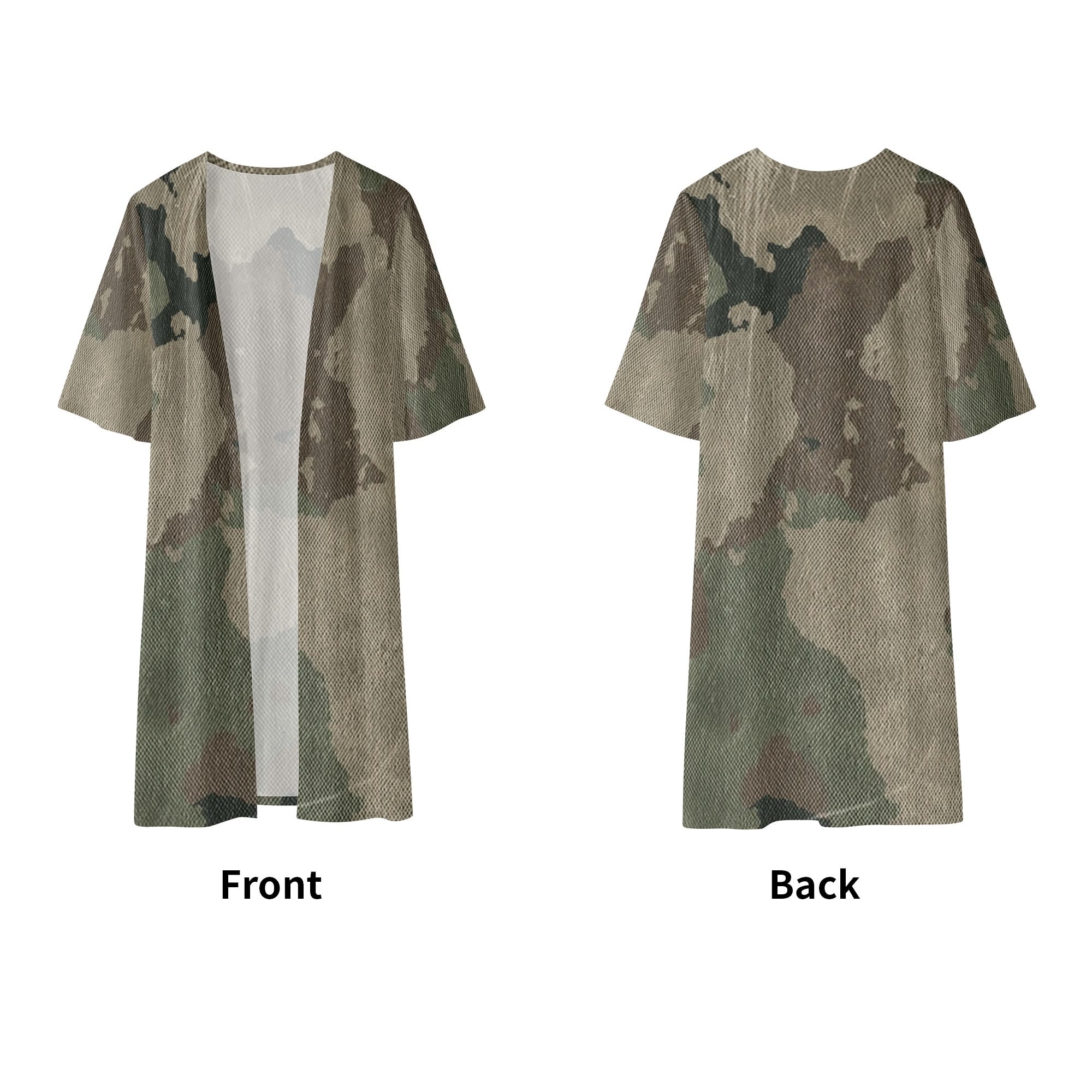 Camo Kimono | Dirty Old Brown Half Sleeve Camo Colors
