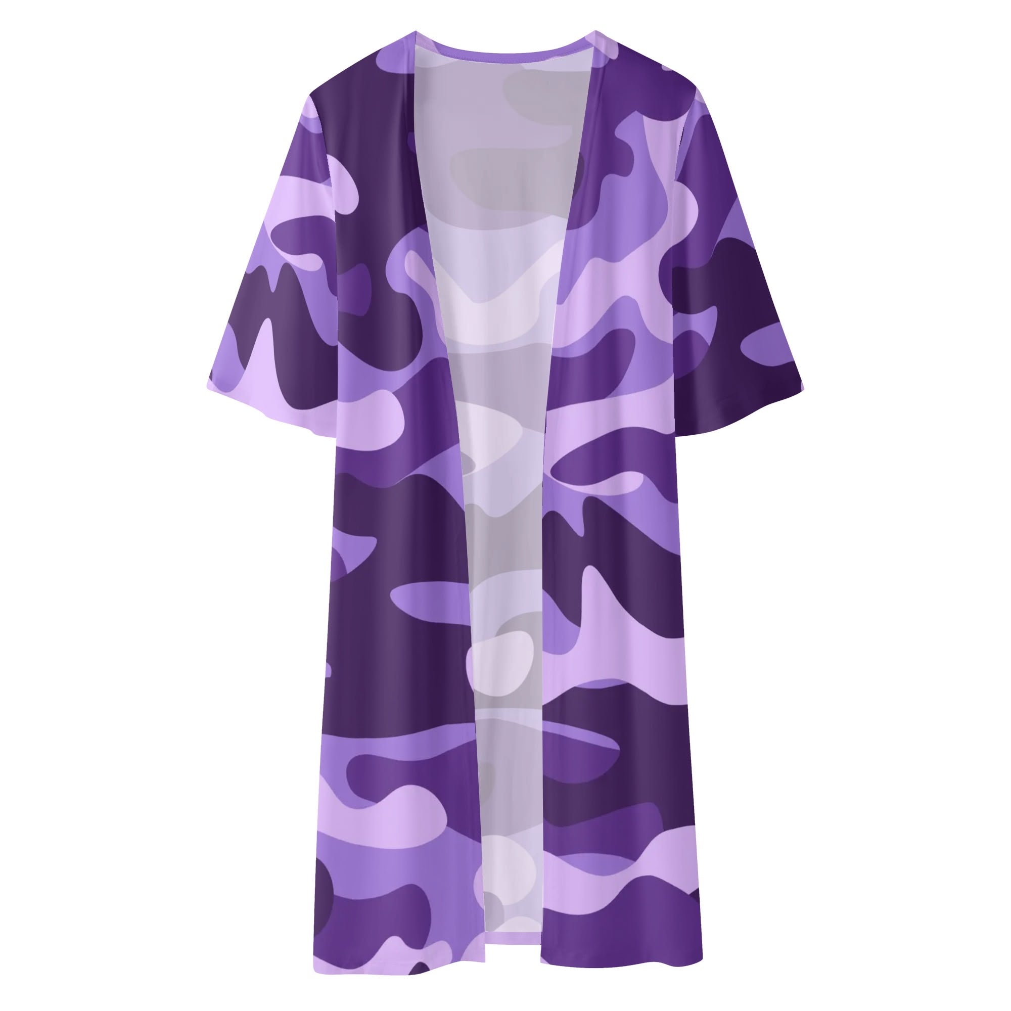 Camo Kimono | Purple, Blue and Mauve Camouflage Half Sleeve Camo Colors