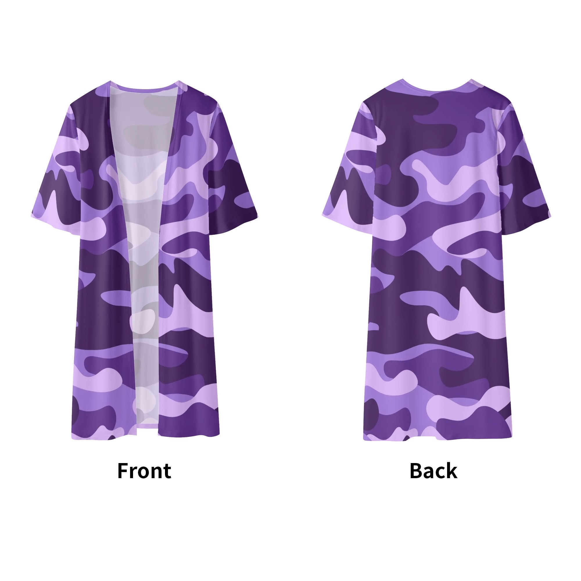Camo Kimono | Purple, Blue and Mauve Camouflage Half Sleeve Camo Colors