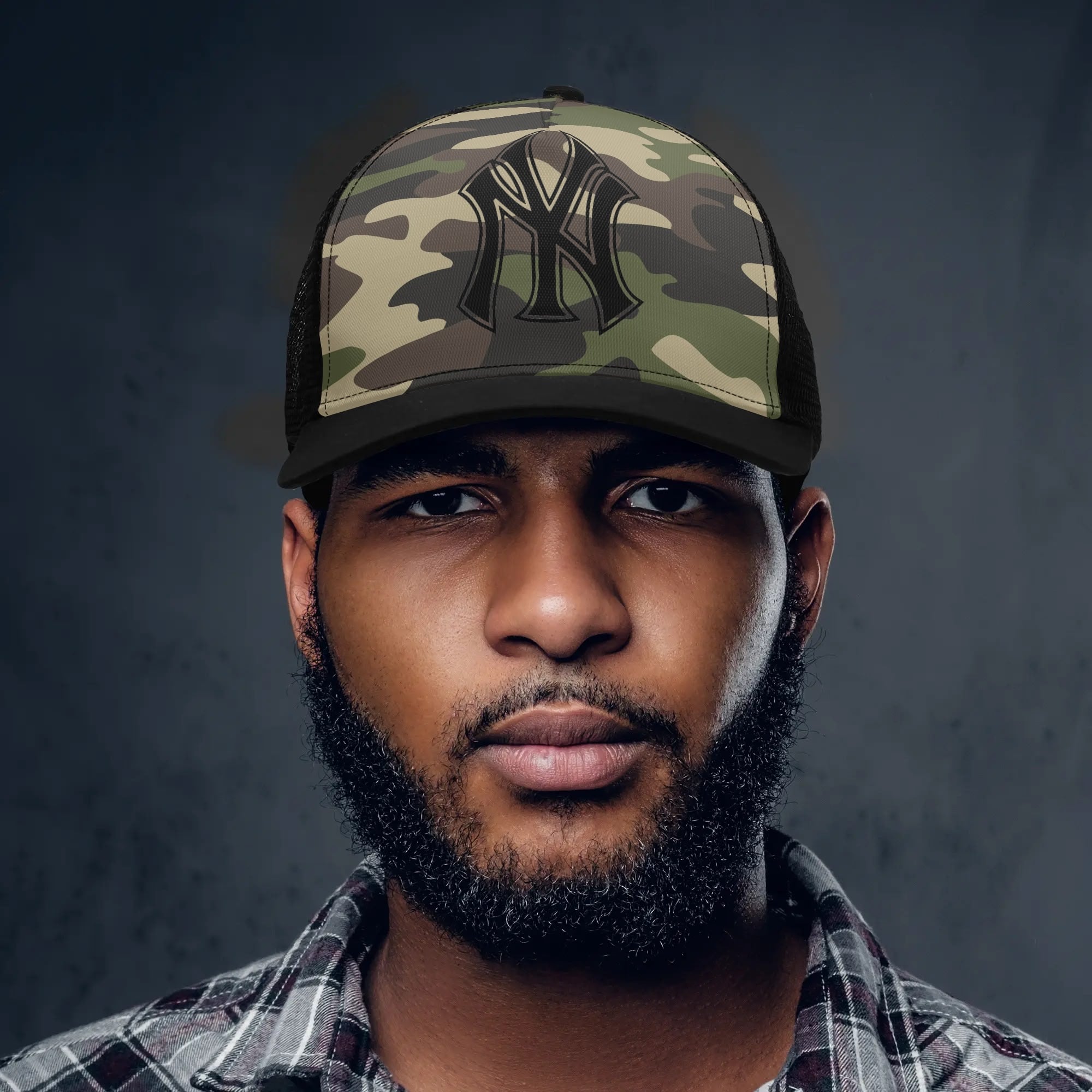 NY Camo Hat | Green Camouflage Mesh Trucker Cap Camo Colors