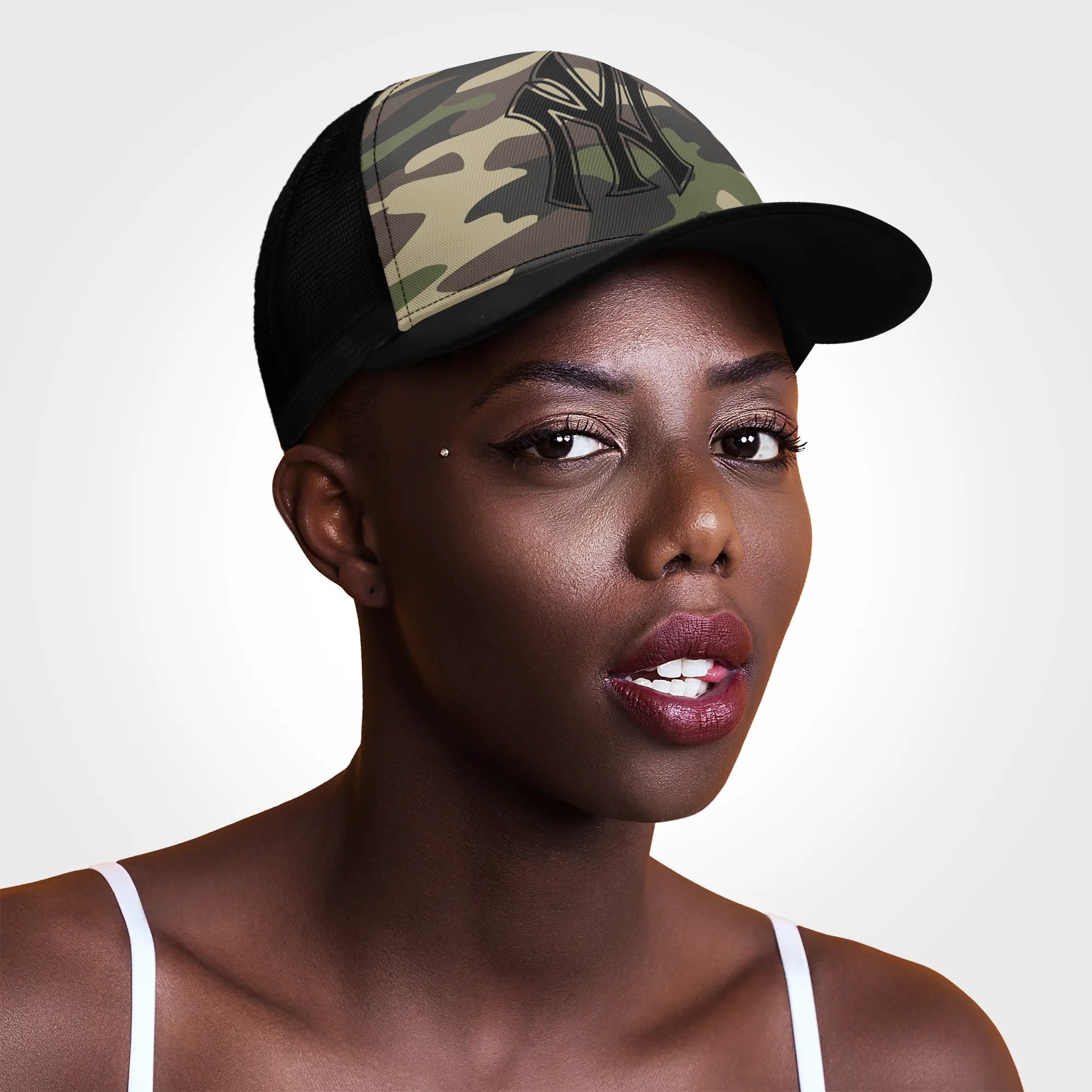 NY Camo Hat | Green Camouflage Mesh Trucker Cap Camo Colors