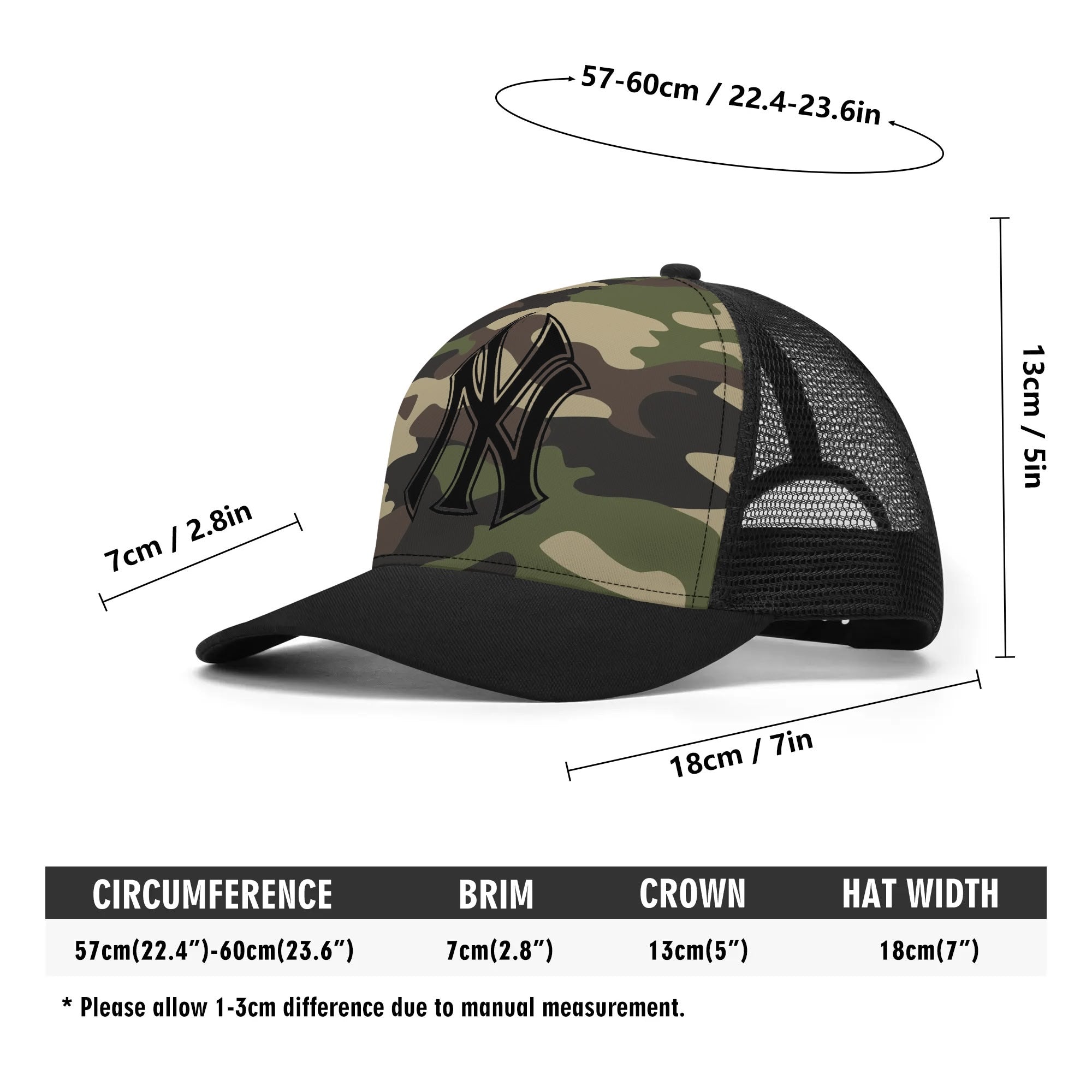 NY Camo Hat | Green Camouflage Mesh Trucker Cap Camo Colors