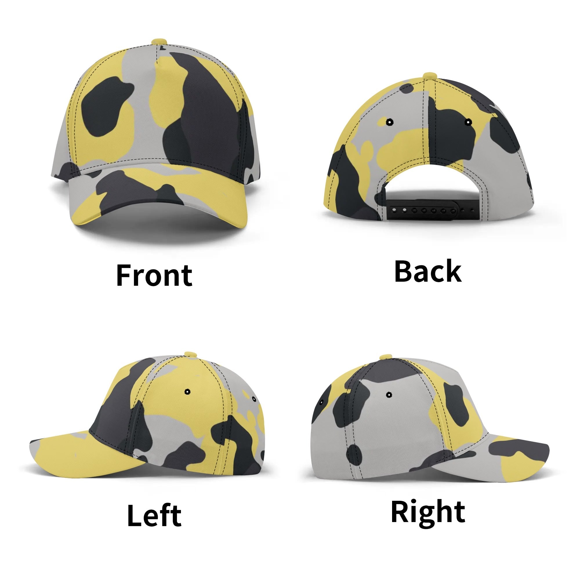 Camo Baseball Cap | Yellow, Black, and Silver Camouflage Style Camo Colors