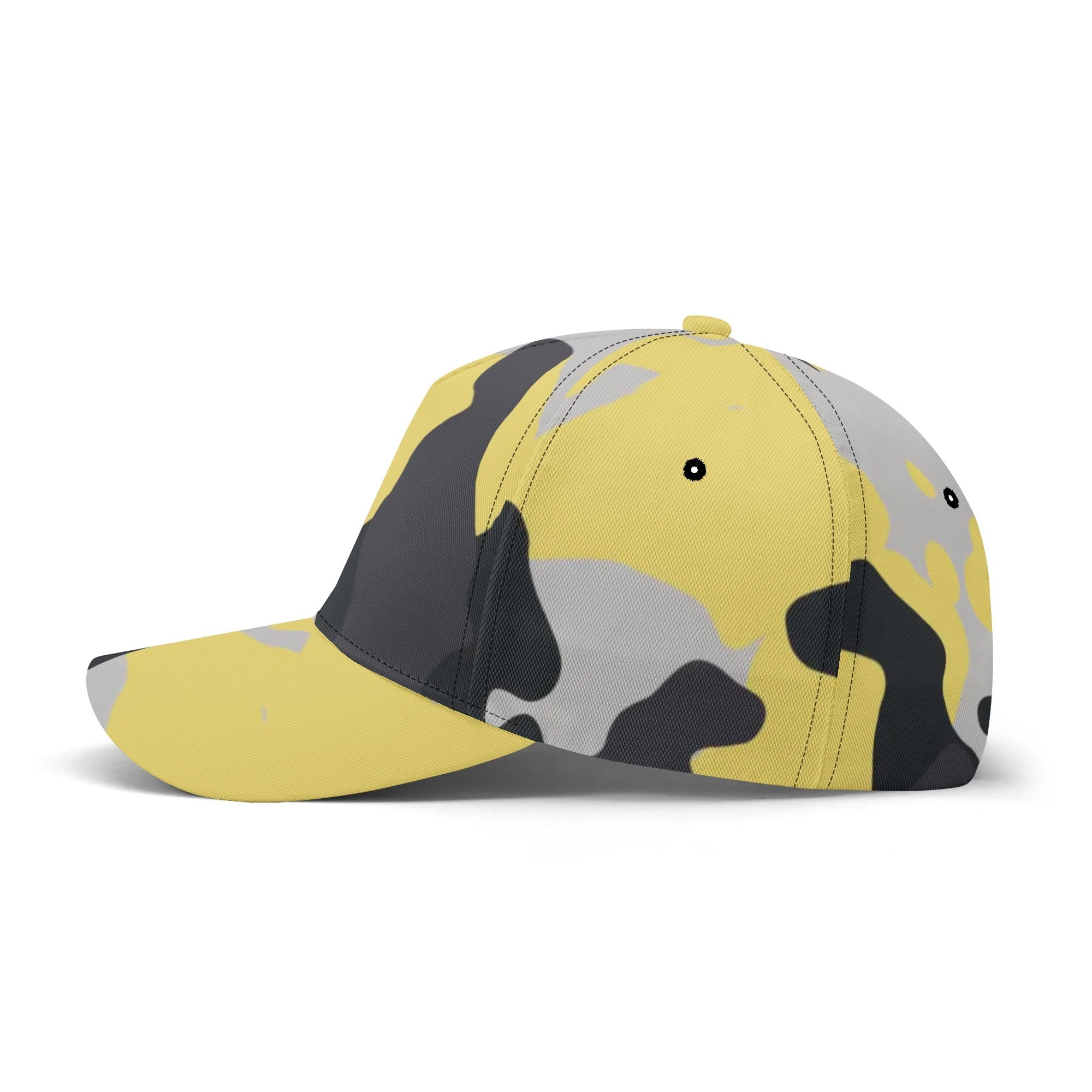 Camo Baseball Cap | Yellow, Black, and Silver Camouflage Style Camo Colors