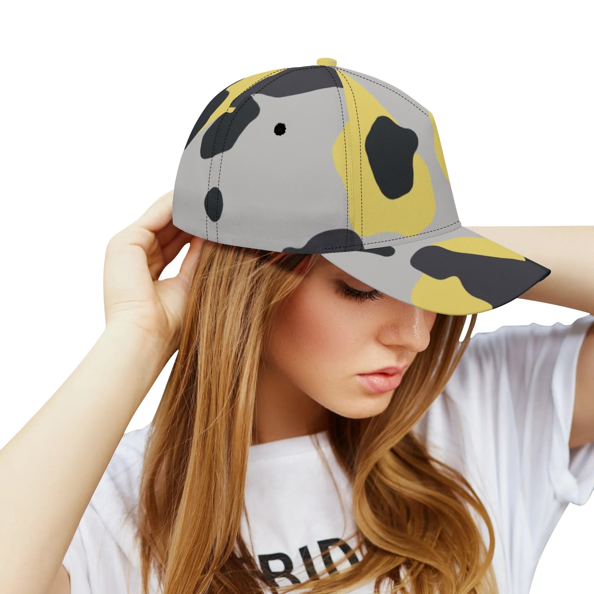 Camo Baseball Cap | Yellow, Black, and Silver Camouflage Style Camo Colors