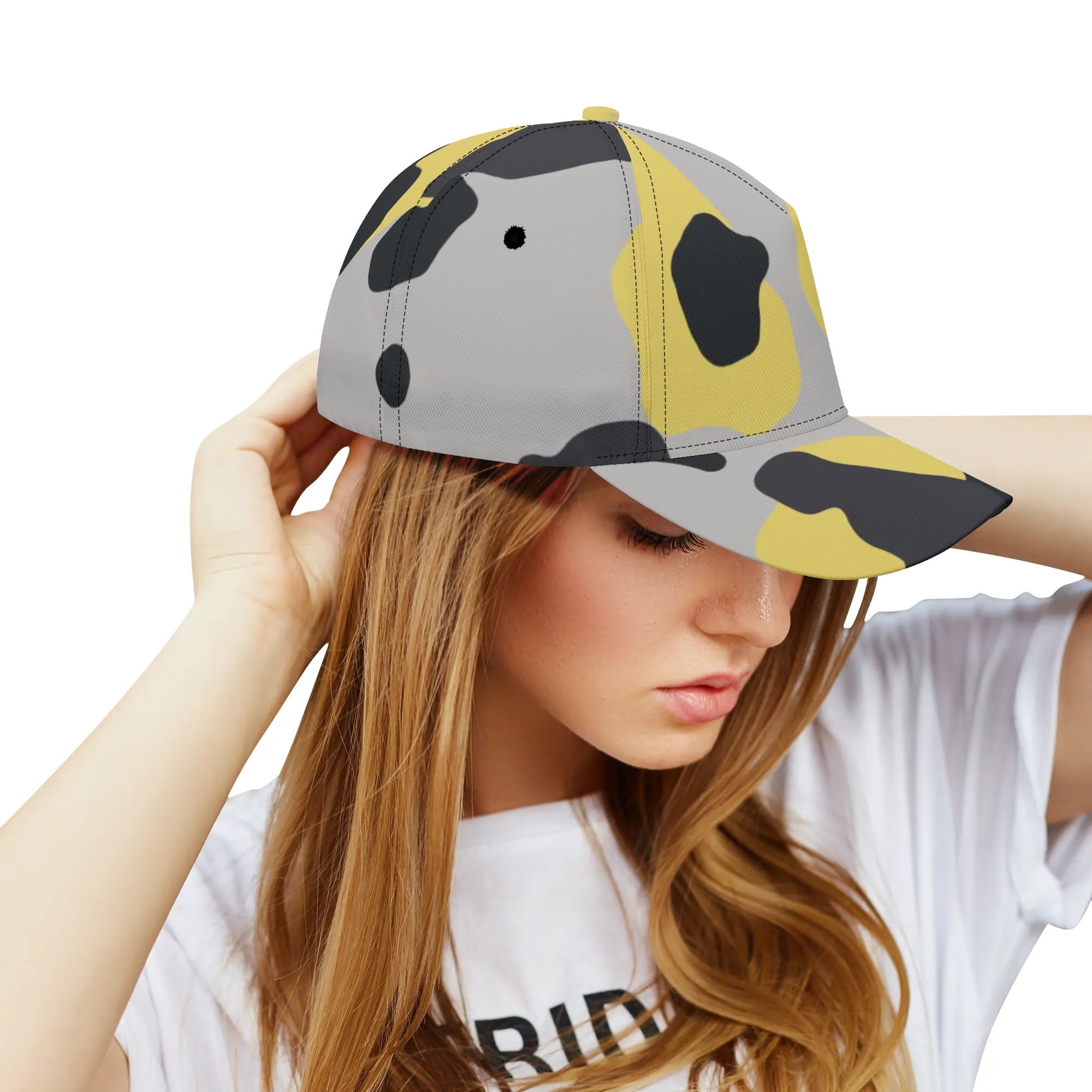Camo Baseball Cap | Yellow, Black, and Silver Camouflage Style Camo Colors