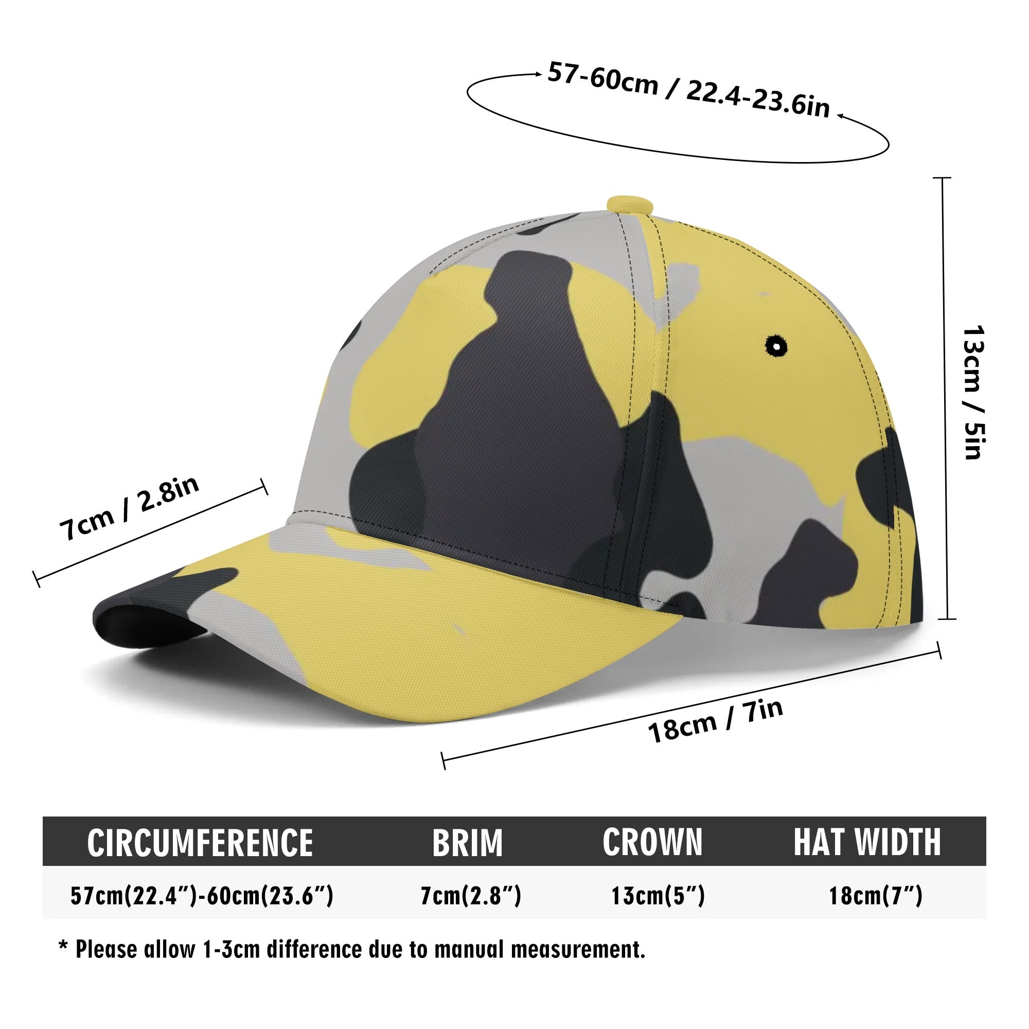 Camo Baseball Cap | Yellow, Black, and Silver Camouflage Style Camo Colors
