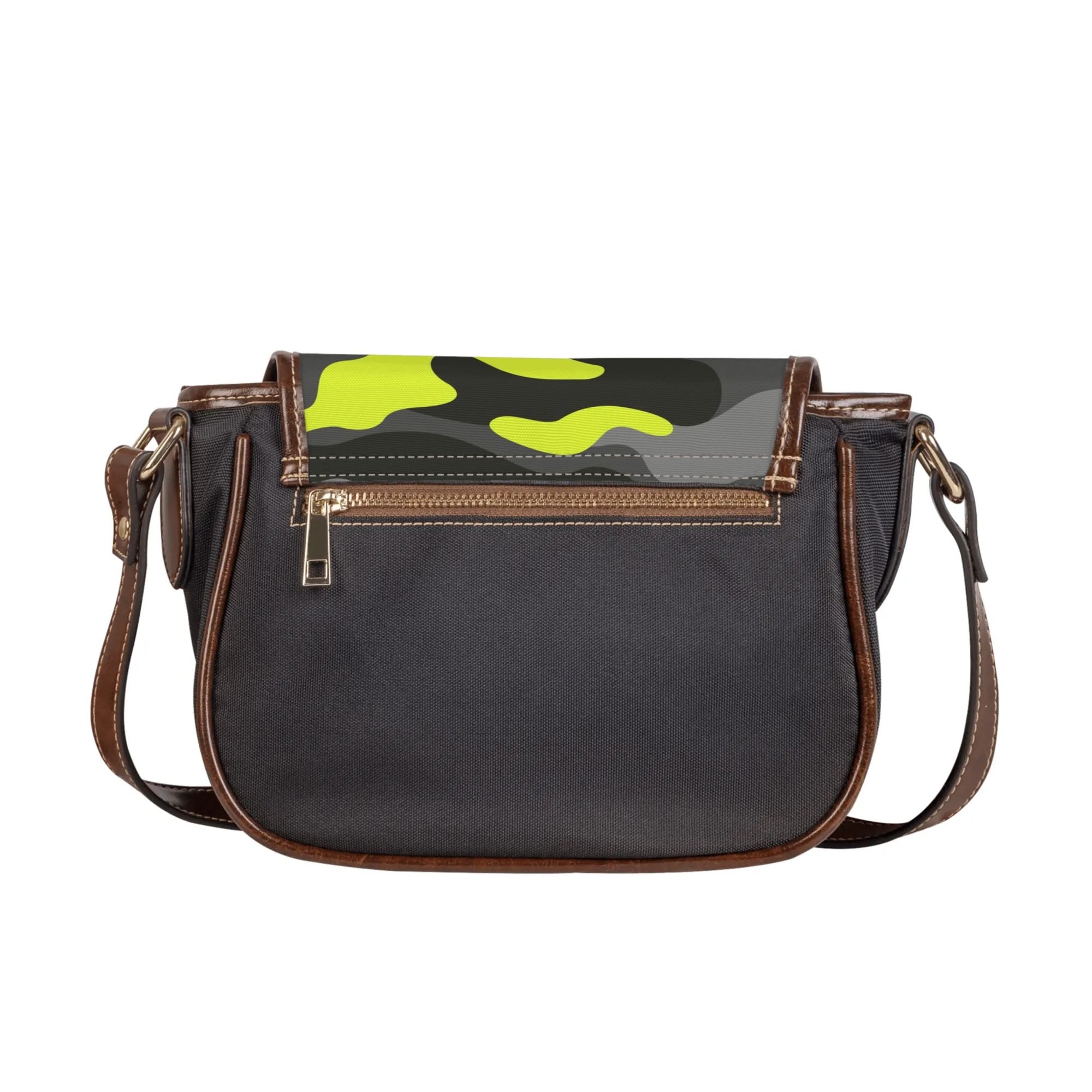 Saddle Bag | Yellow, Black, and Gray Camouflage Camo Colors