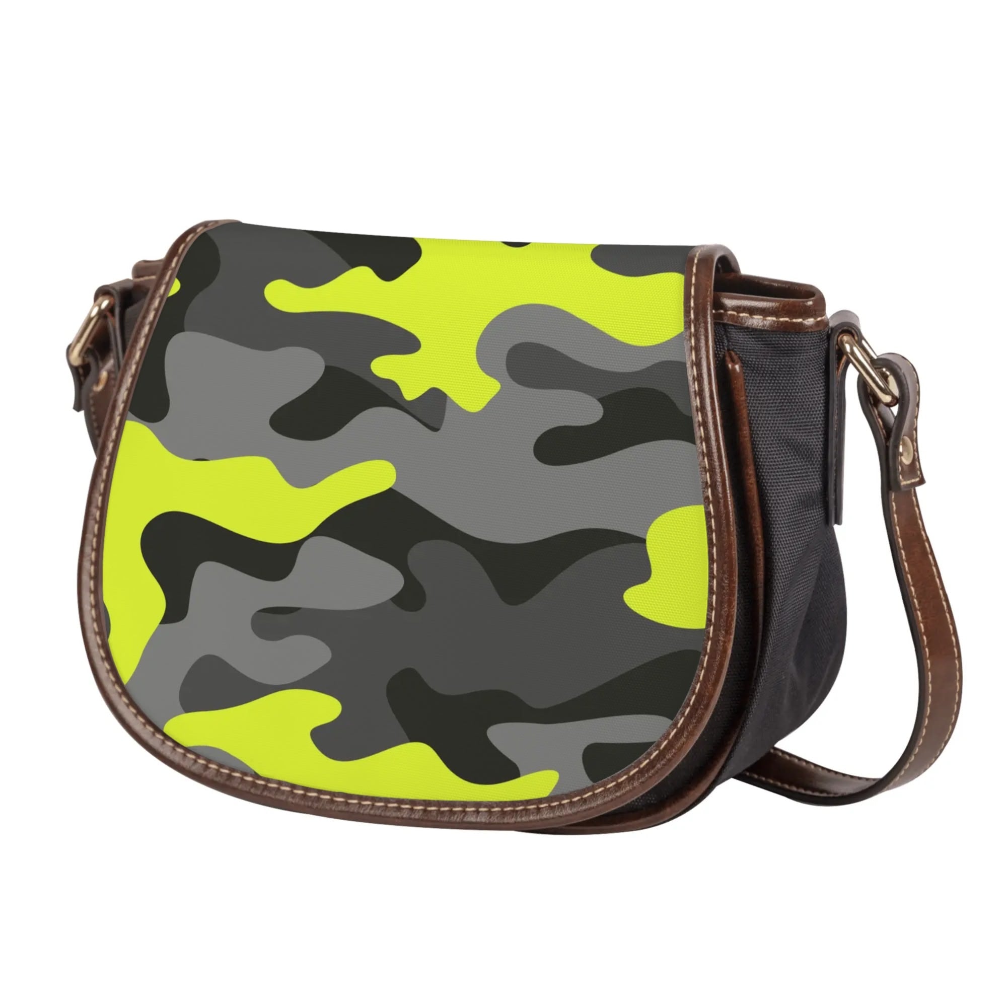 Saddle Bag | Yellow, Black, and Gray Camouflage Camo Colors