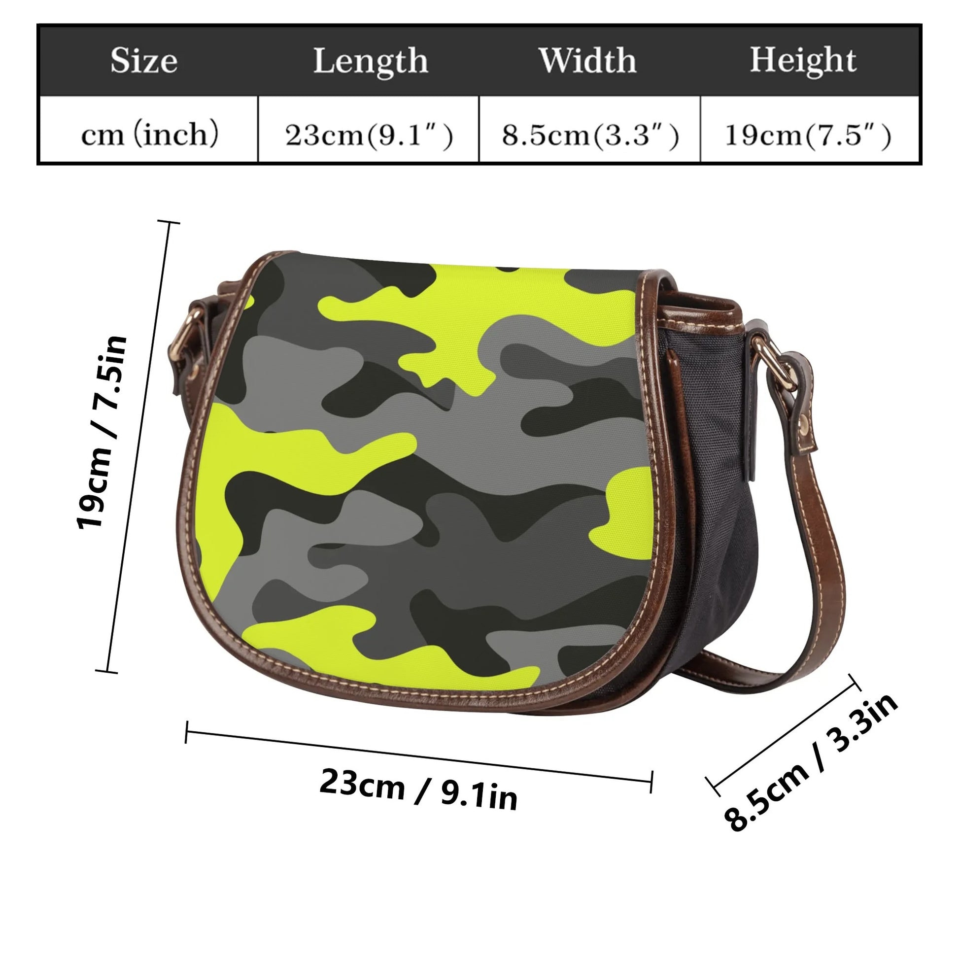 Saddle Bag | Yellow, Black, and Gray Camouflage Camo Colors