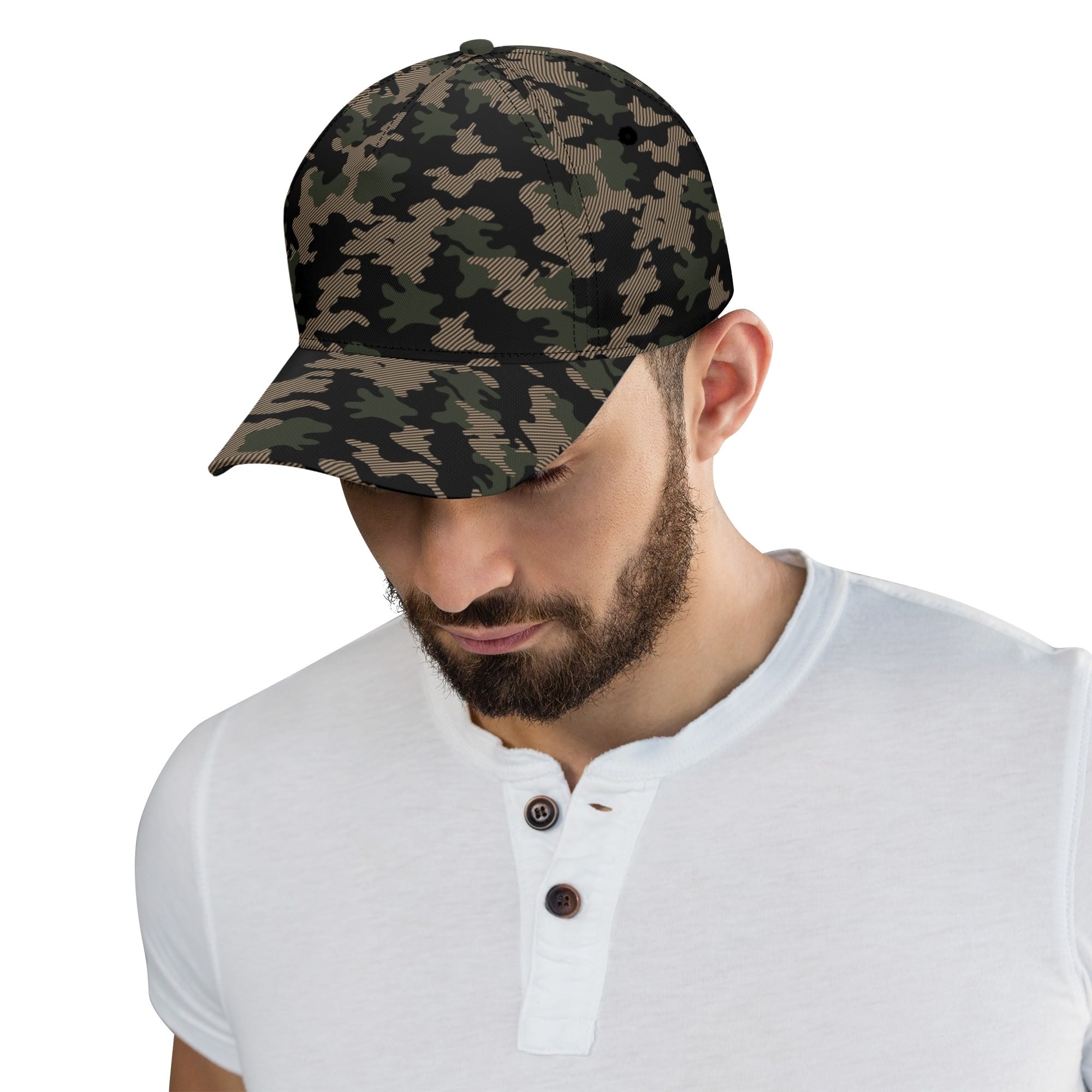 Military Green Baseball Cap | Dark Jungle & Black Camouflage Camo Colors
