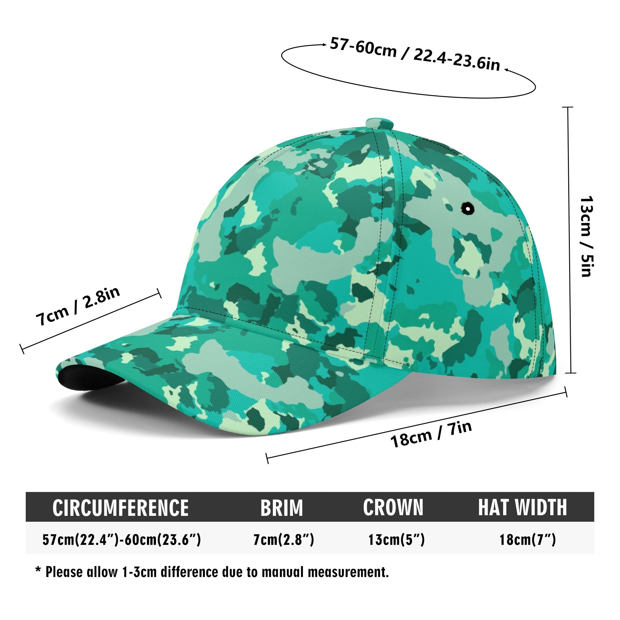 Cyan Green Camo Cap | Military Camouflage Camo Colors