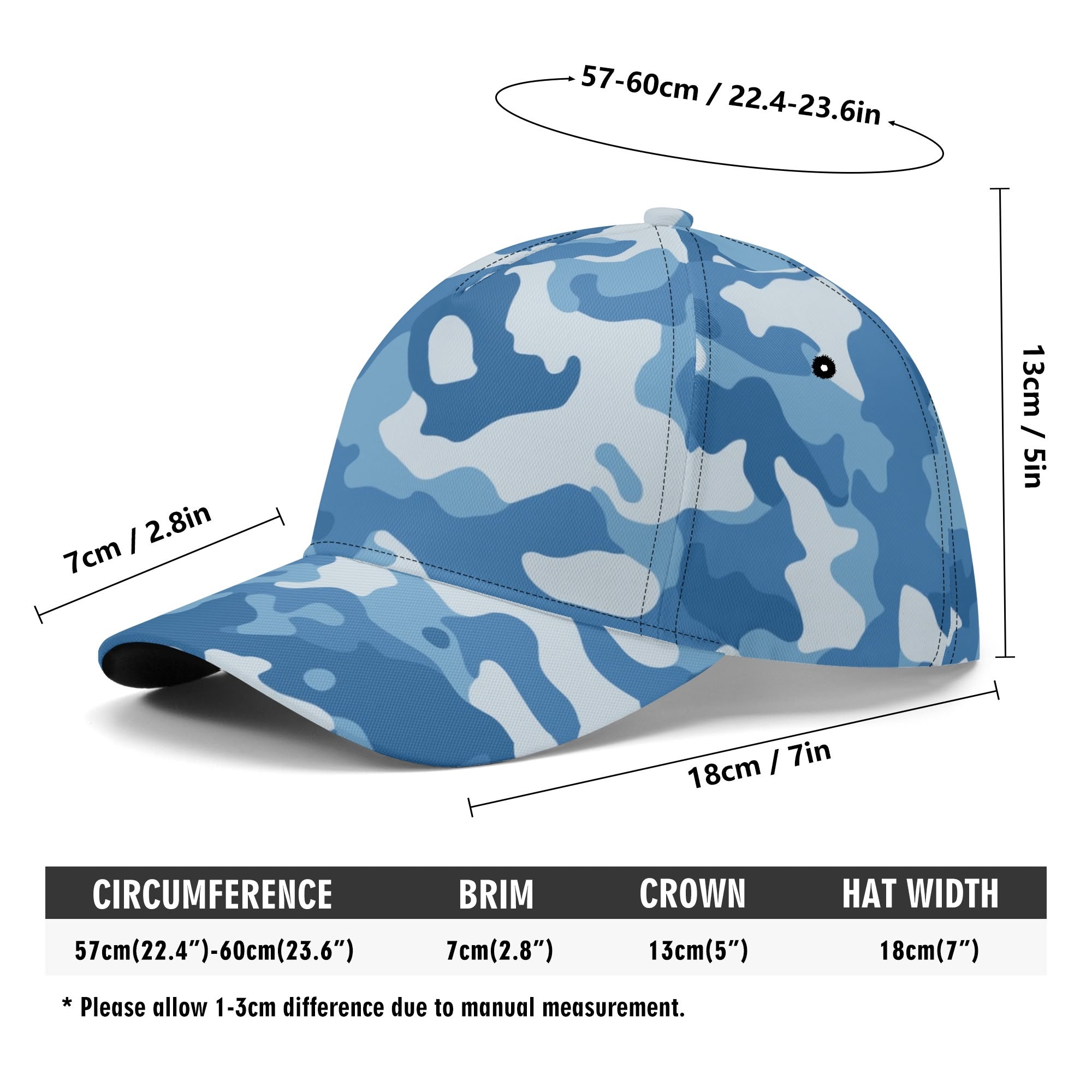 Blue Camo Baseball Cap | Modern Army-Inspired Pattern Camo Colors