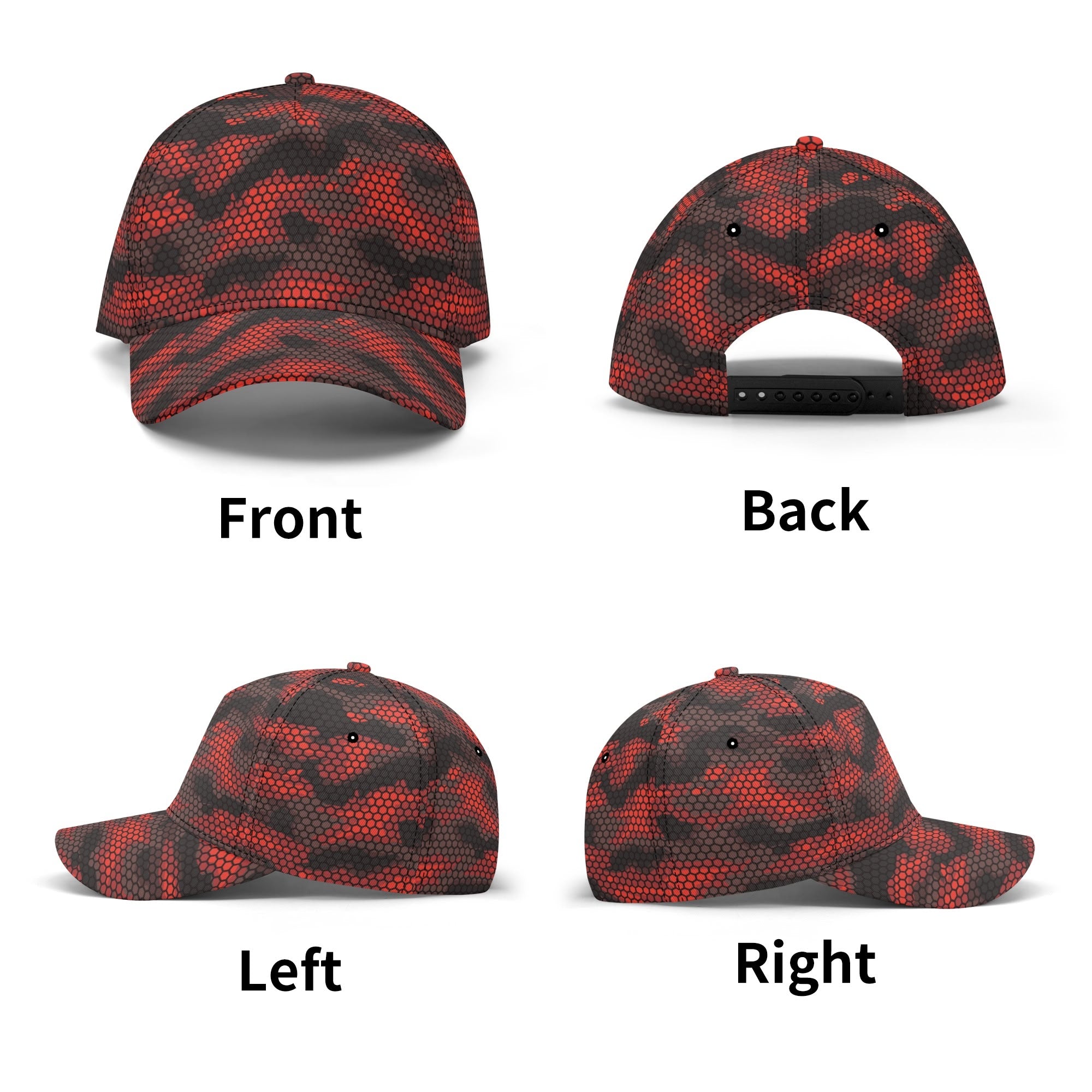 Red Camo Cap | Geometric Hive Camouflage Pattern Camo Colors