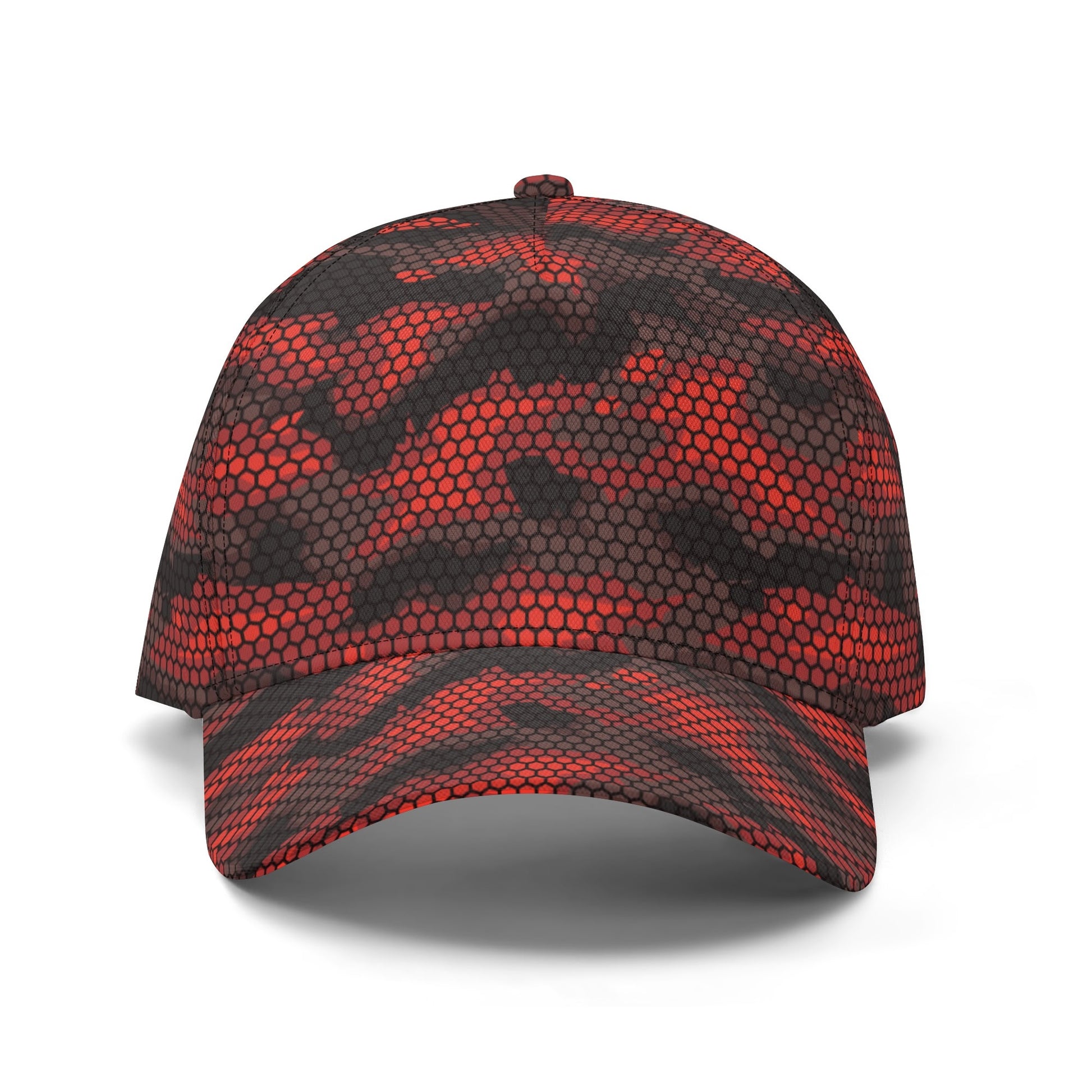 Red Camo Cap | Geometric Hive Camouflage Pattern Camo Colors