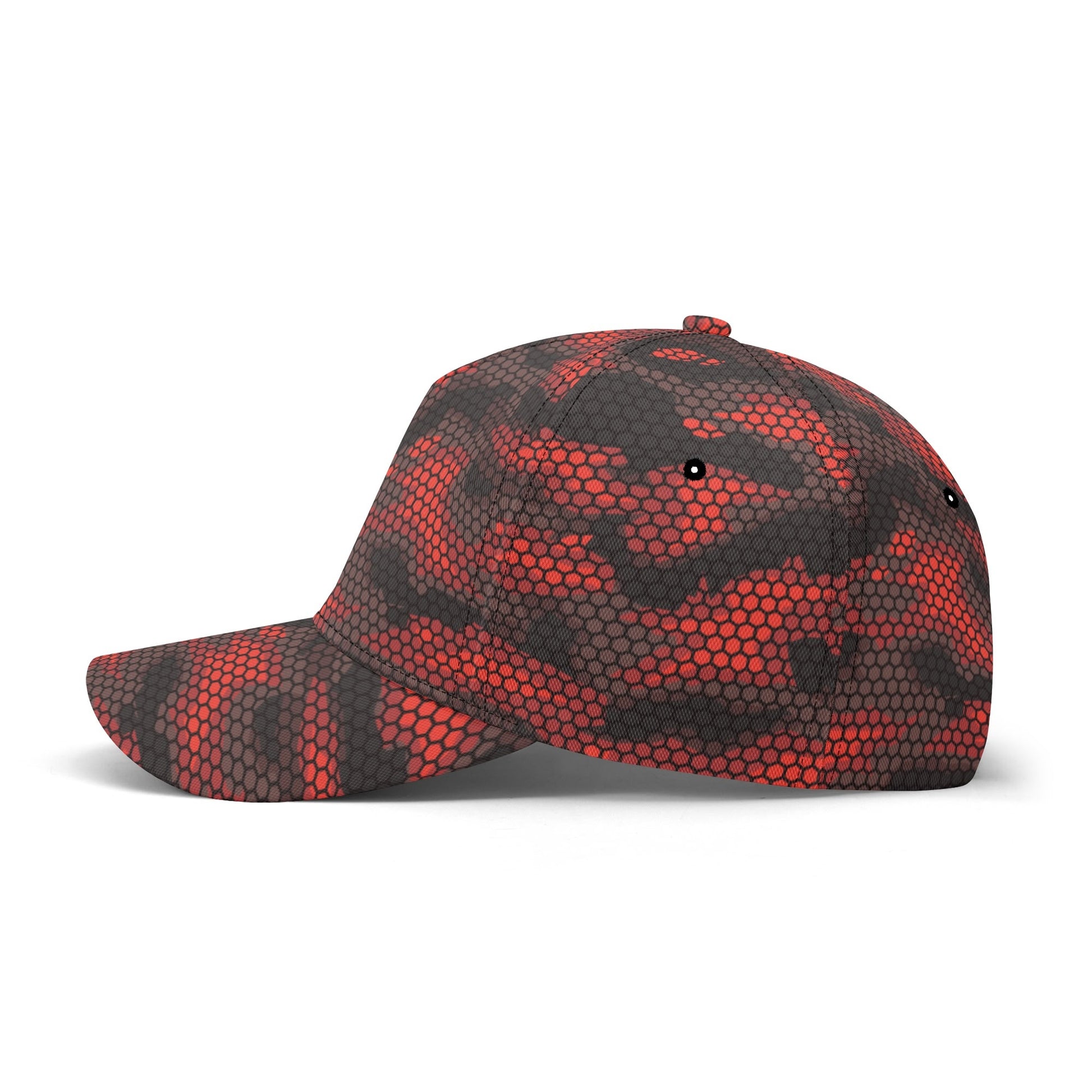 Red Camo Cap | Geometric Hive Camouflage Pattern Camo Colors