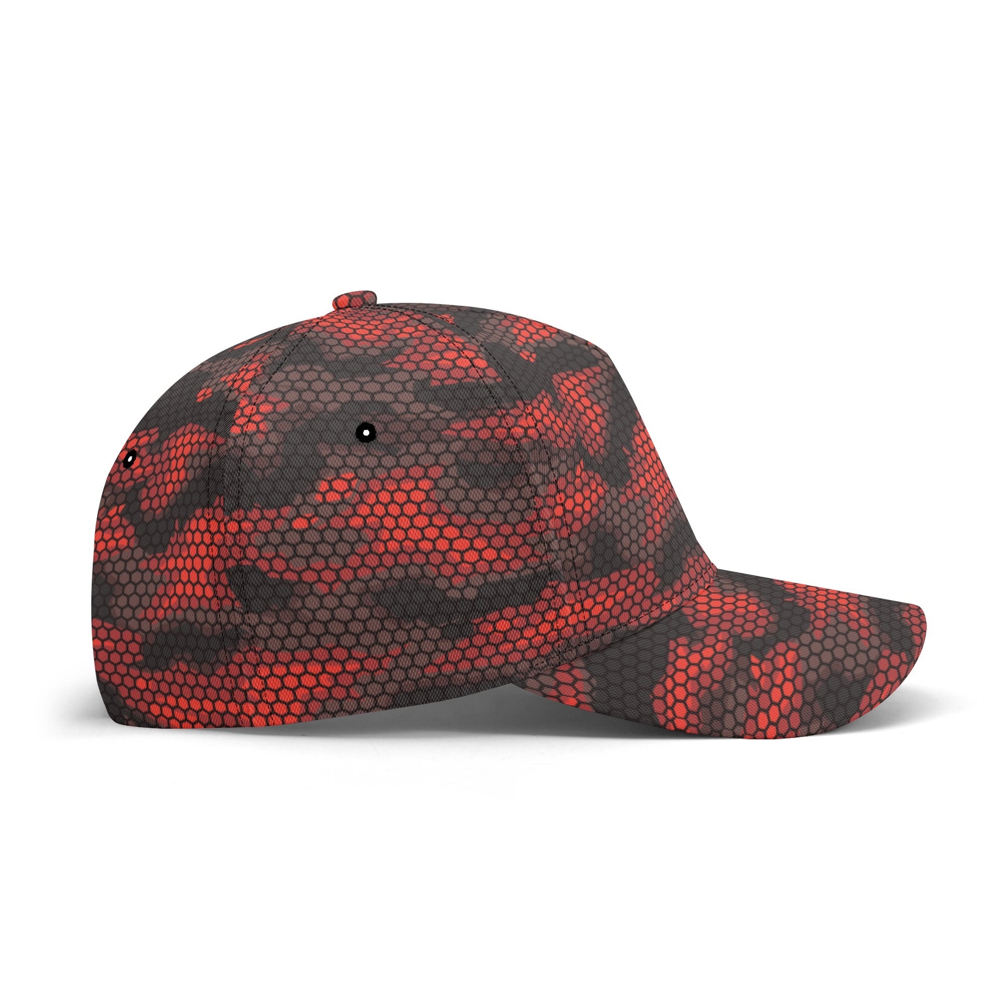 Red Camo Cap | Geometric Hive Camouflage Pattern Camo Colors