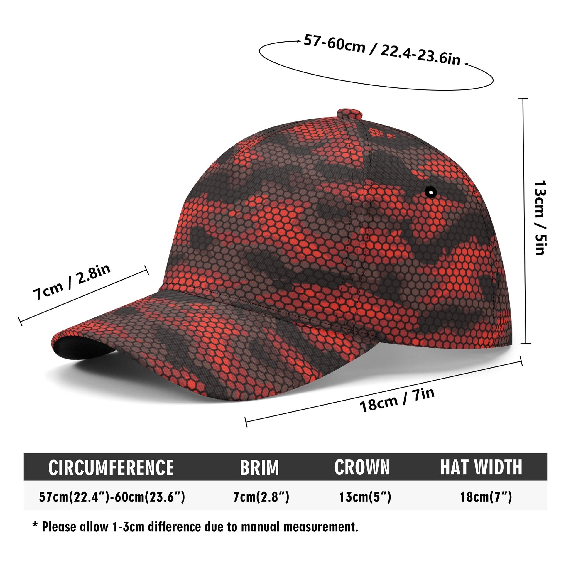 Red Camo Cap | Geometric Hive Camouflage Pattern Camo Colors