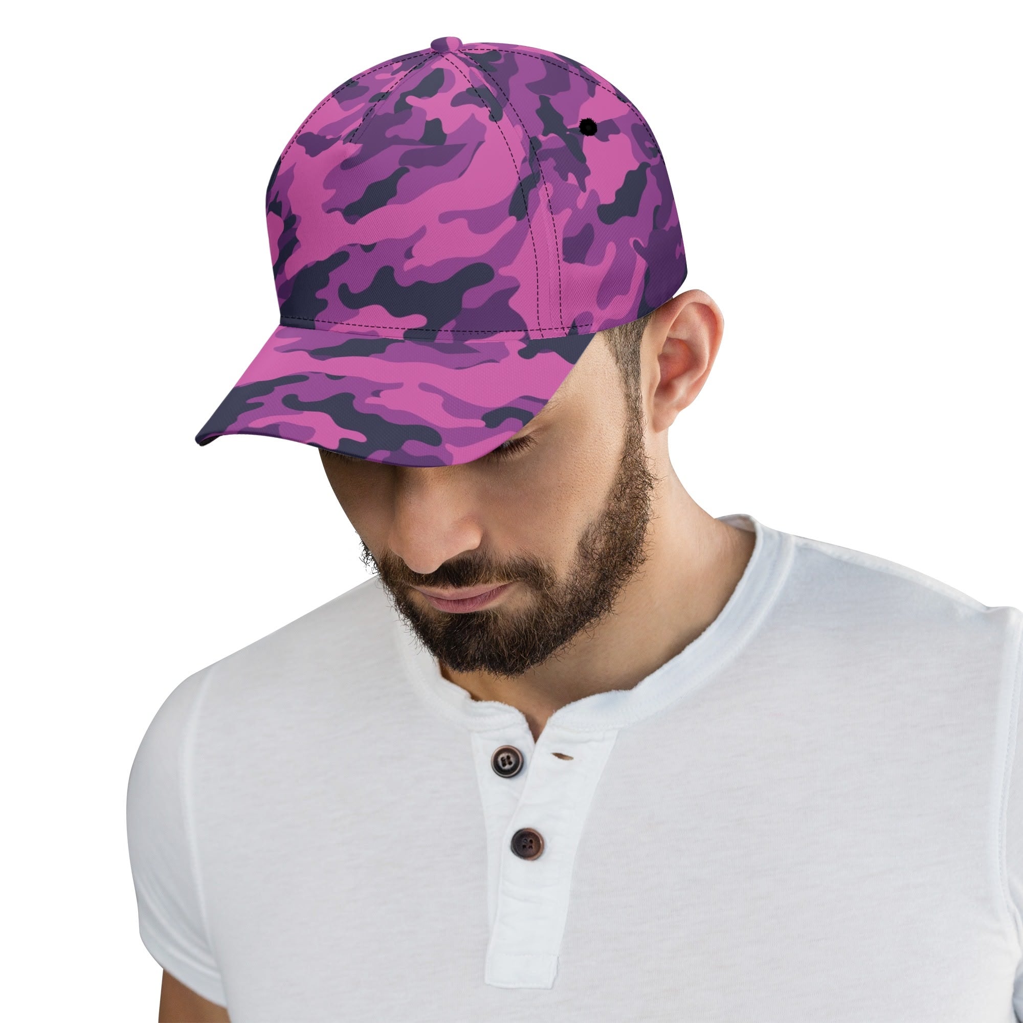 Pink Camo Cap | Blue & Magenta Mixed Camouflage Camo Colors