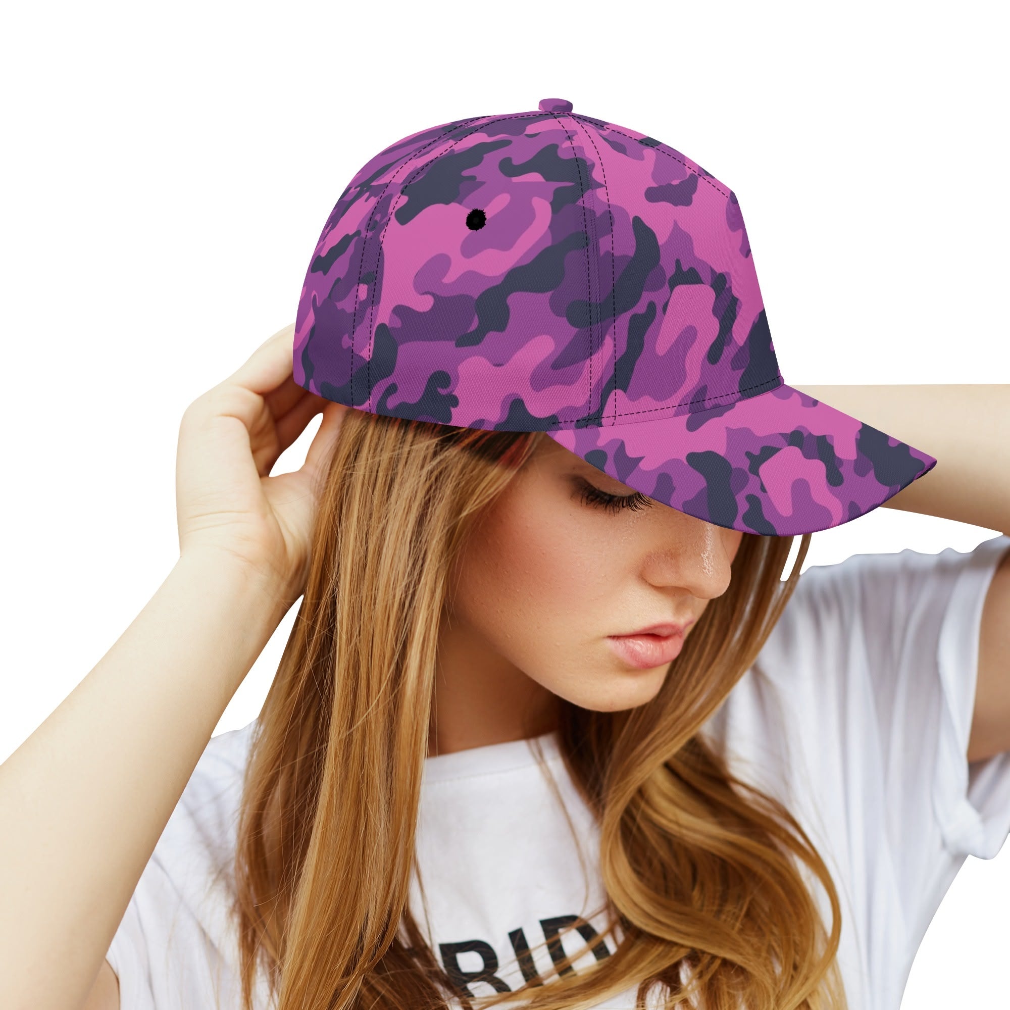 Pink Camo Cap | Blue & Magenta Mixed Camouflage Camo Colors