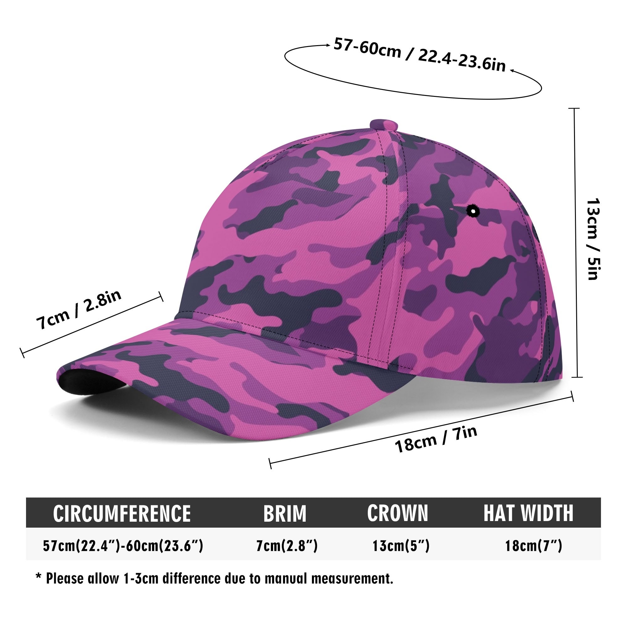 Pink Camo Cap | Blue & Magenta Mixed Camouflage Camo Colors