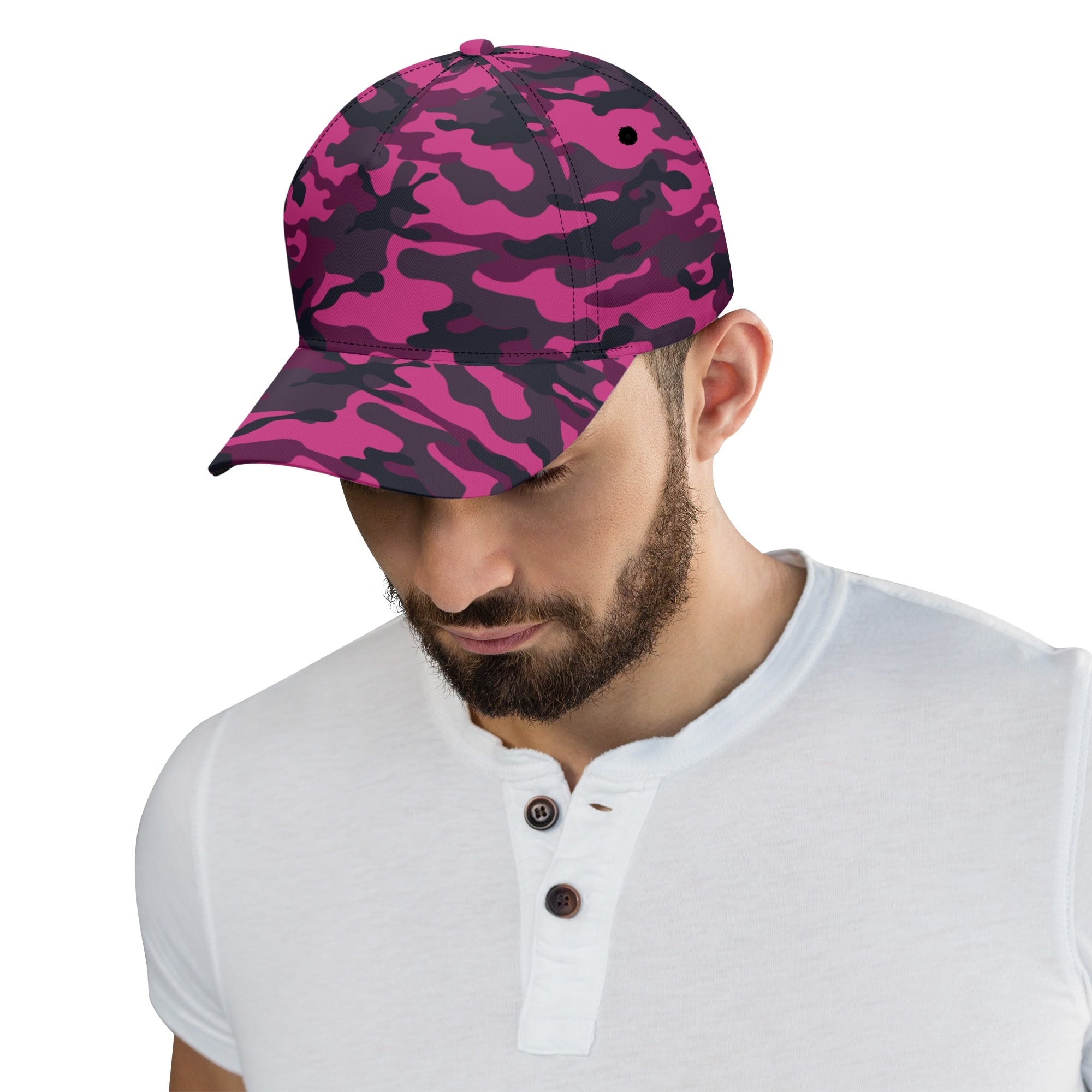 Pink Camo Cap | Onyx & Deep Blue Mixed Camouflage Camo Colors