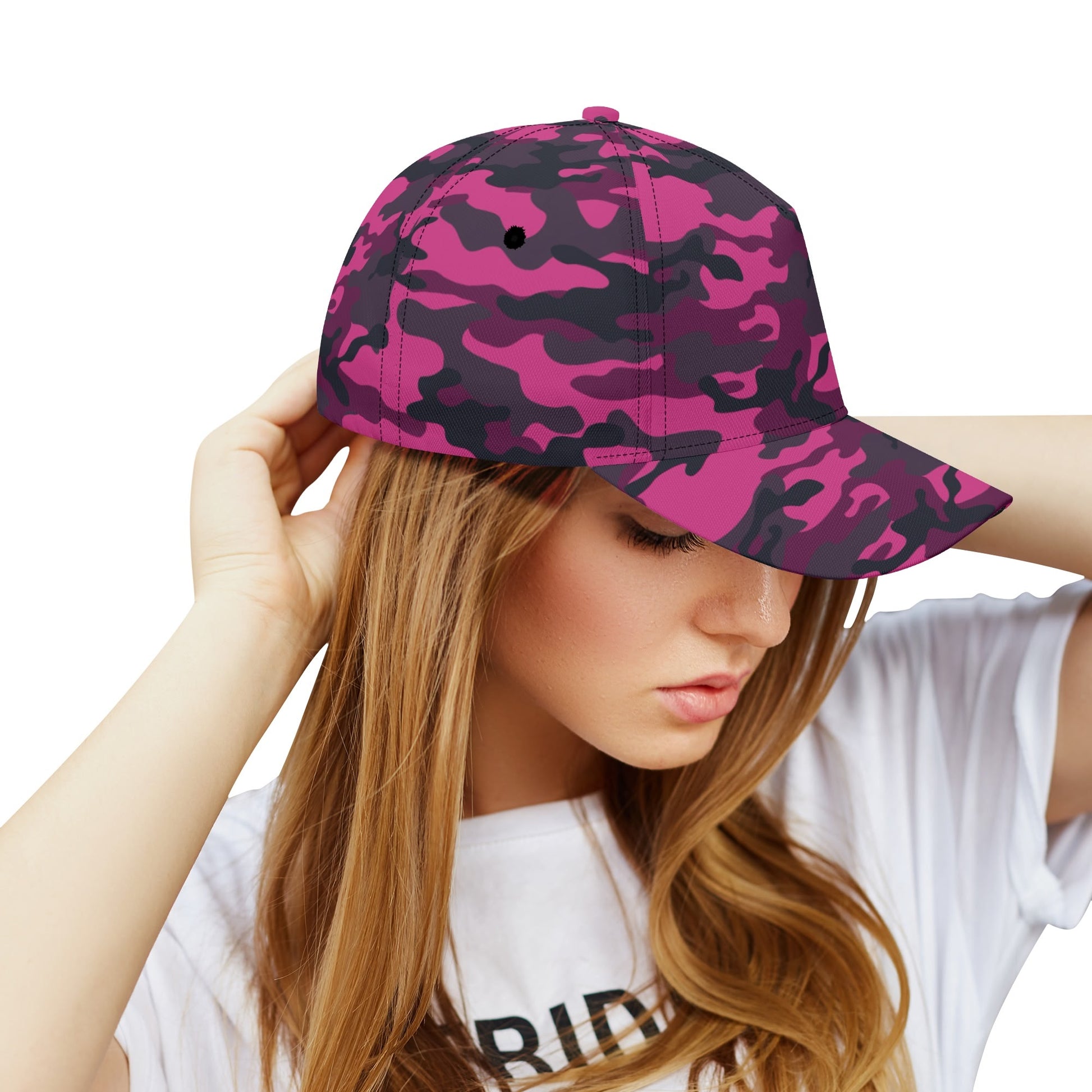 Pink Camo Cap | Onyx & Deep Blue Mixed Camouflage Camo Colors