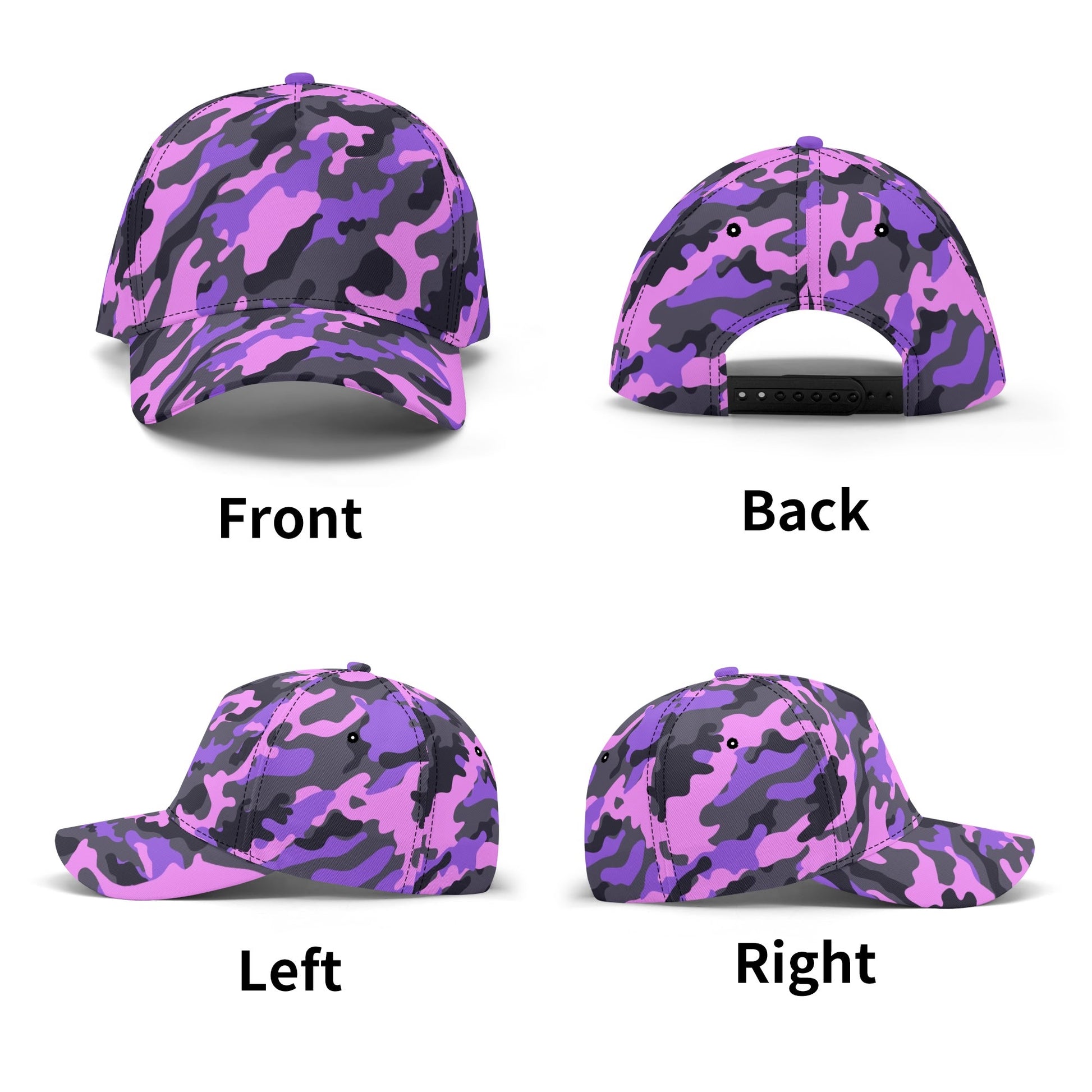 Pink Camo Baseball Cap | Black & Indigo Mixed Camouflage Camo Colors
