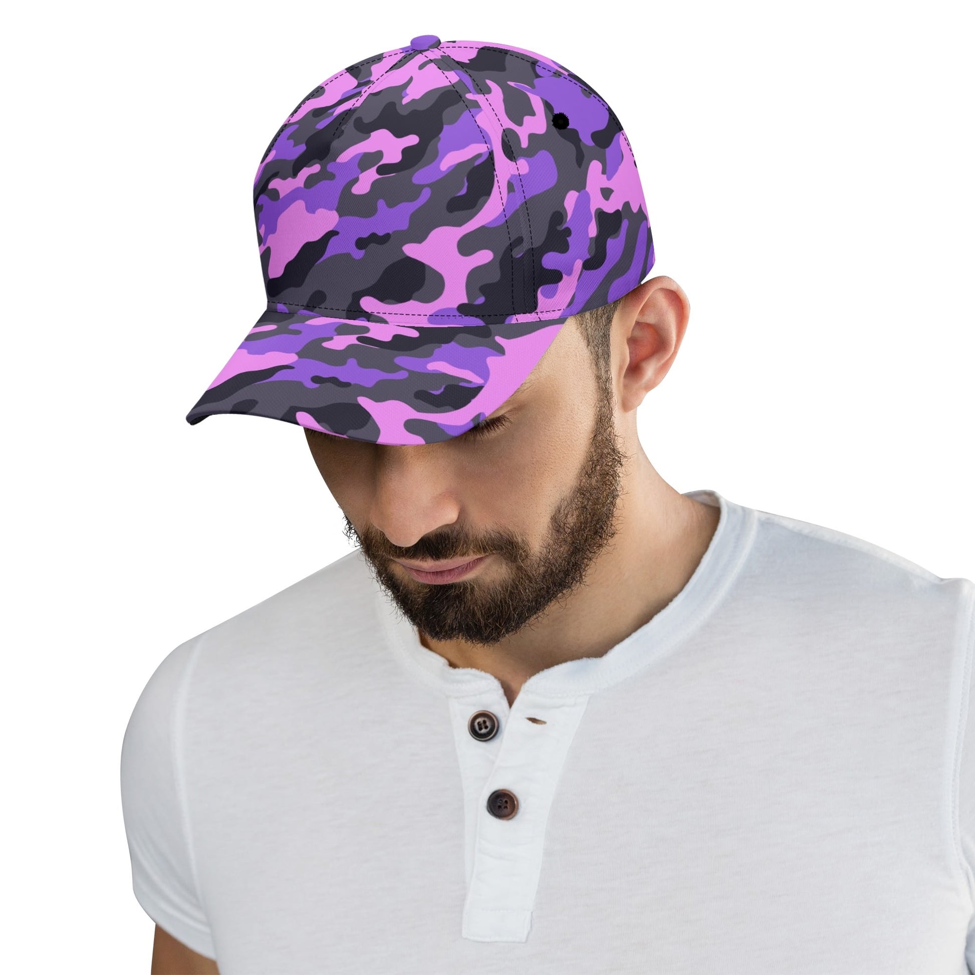 Pink Camo Baseball Cap | Black & Indigo Mixed Camouflage Camo Colors