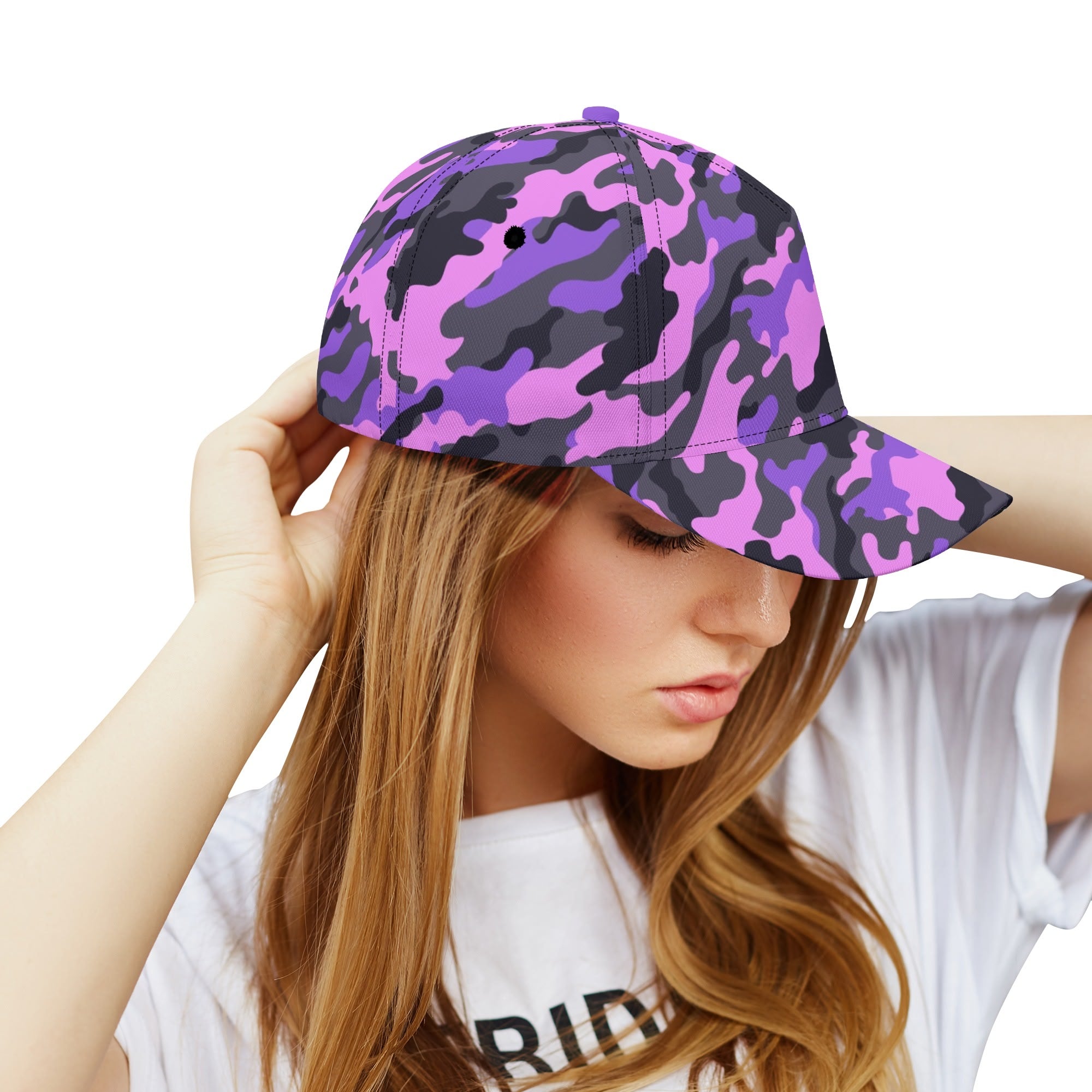 Pink Camo Baseball Cap | Black & Indigo Mixed Camouflage Camo Colors
