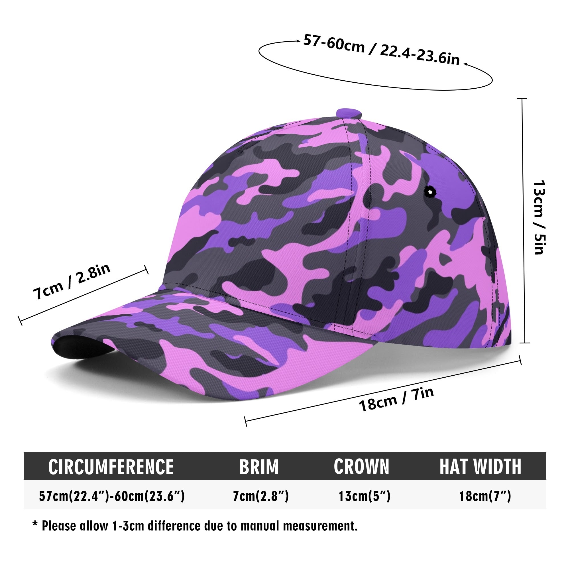 Pink Camo Baseball Cap | Black & Indigo Mixed Camouflage Camo Colors
