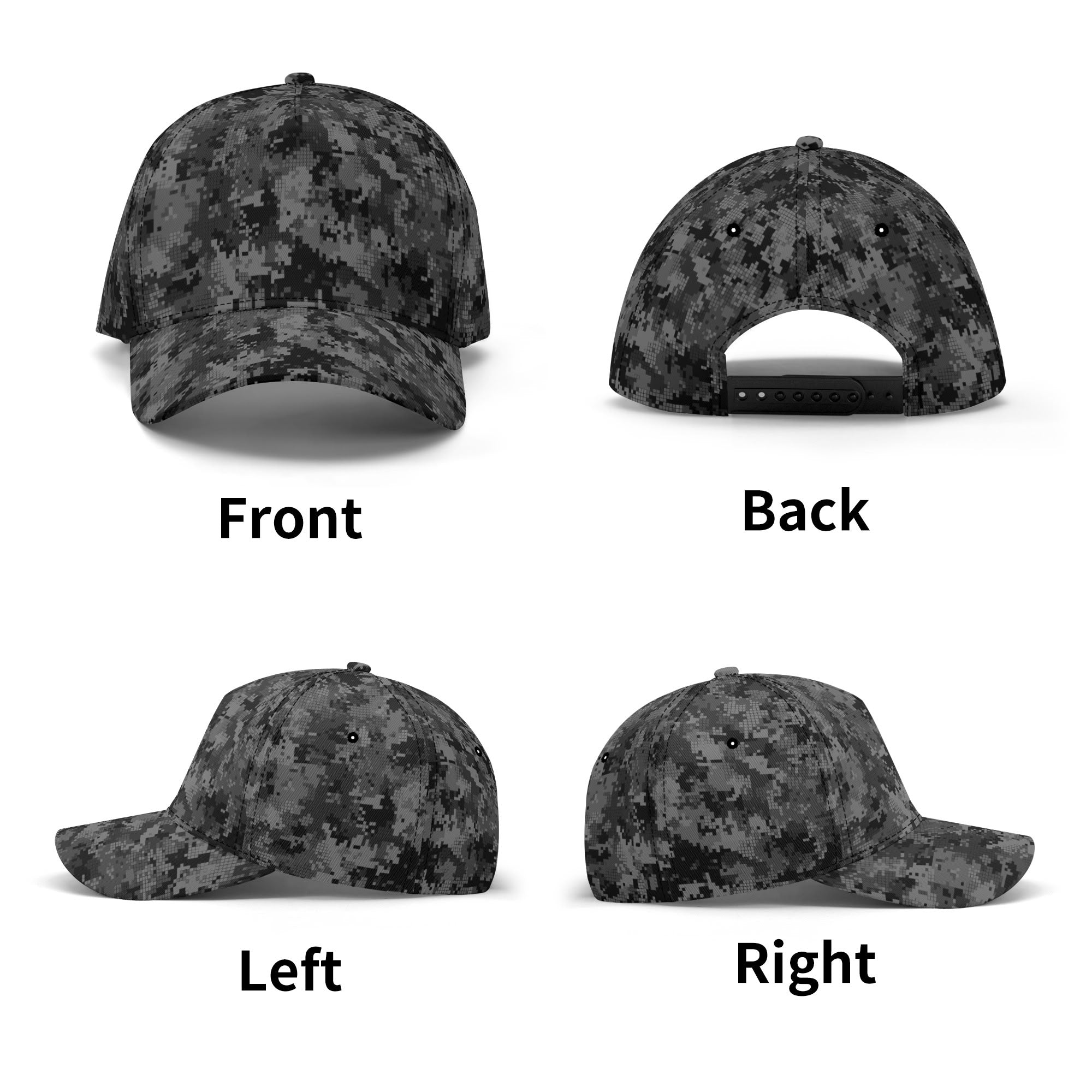 Black Camo Cap | Digital Monochrome Dark Gray Camouflage Camo Colors