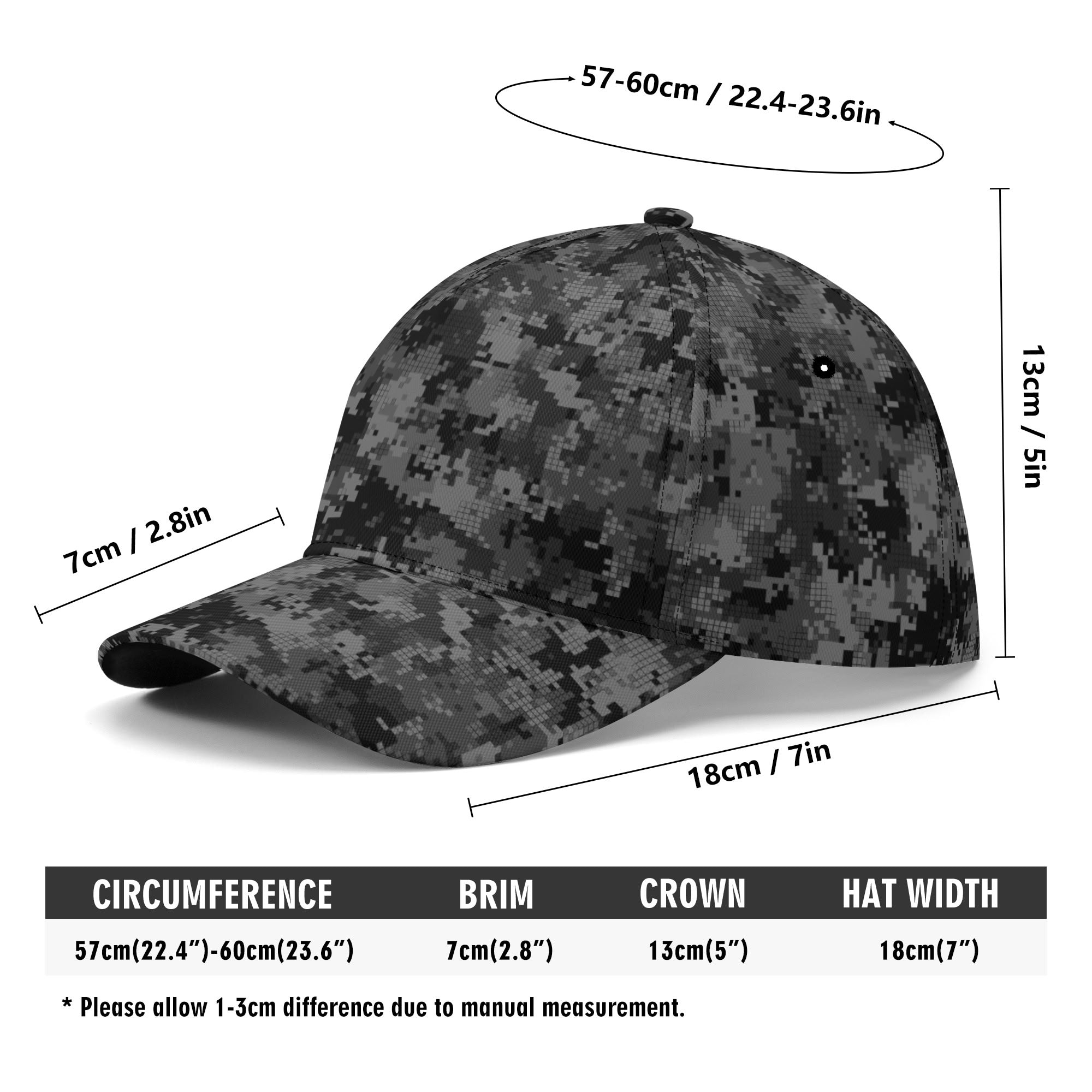 Black Camo Cap | Digital Monochrome Dark Gray Camouflage Camo Colors