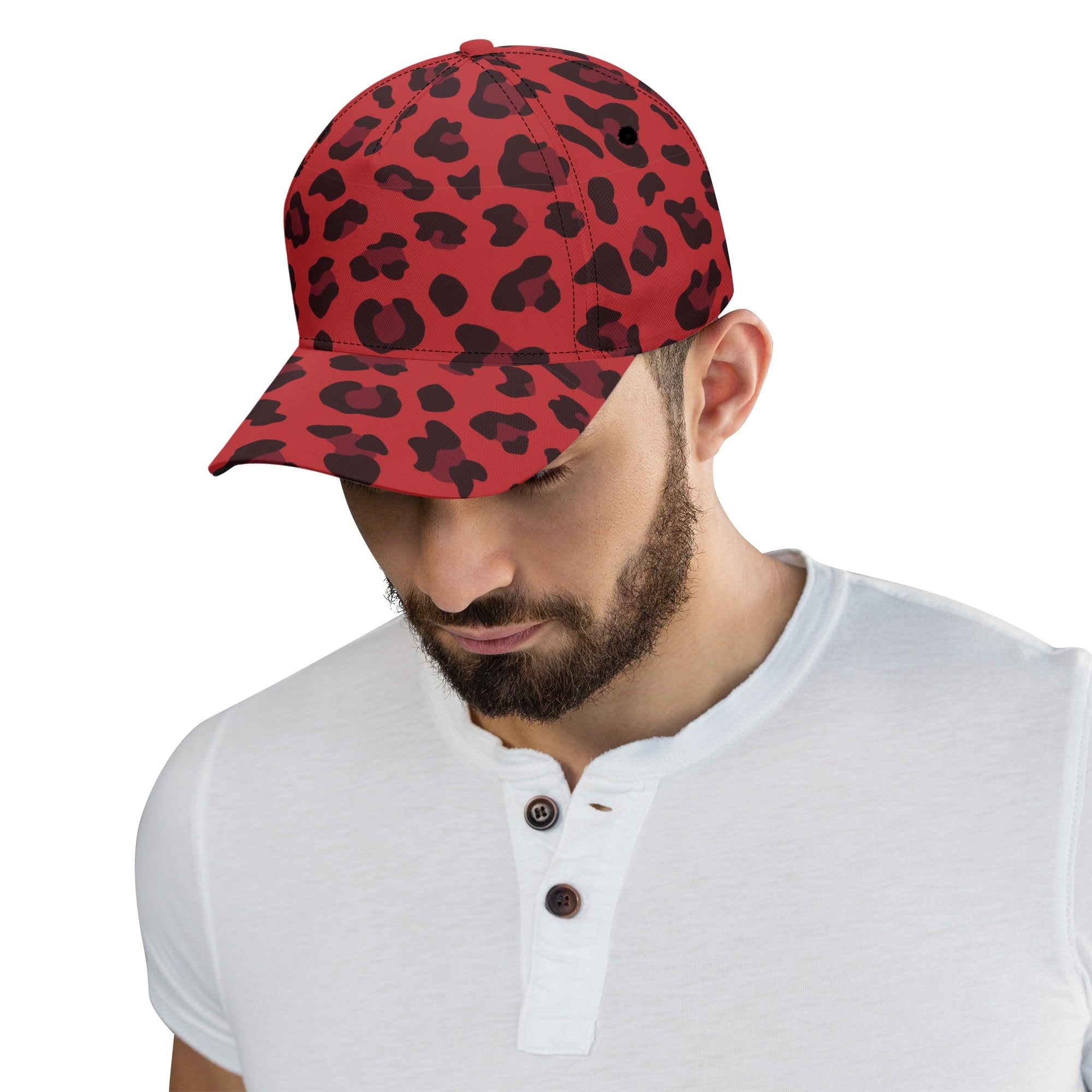 Leopard Hat | Red and Black Print Camo Colors