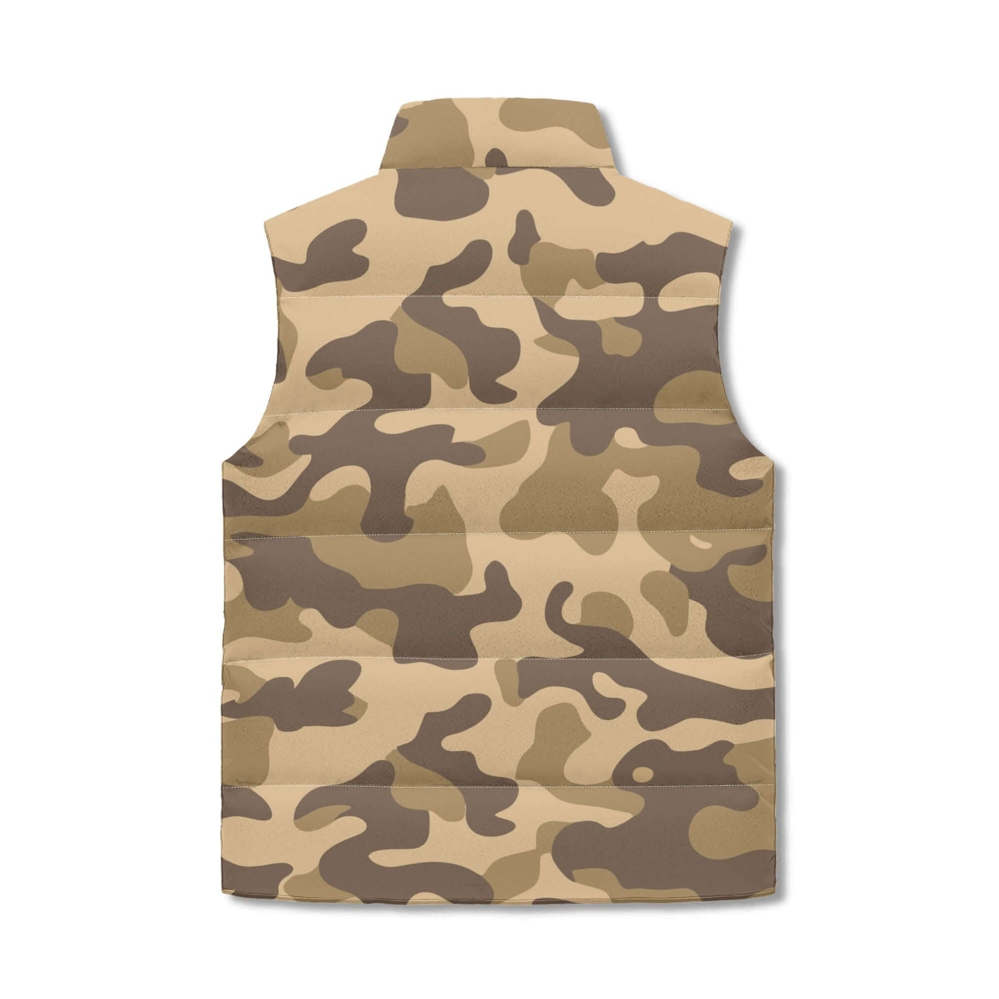 Camo Vest | Khaki Camouflage | Stand Collar Puffer Style Camo Colors
