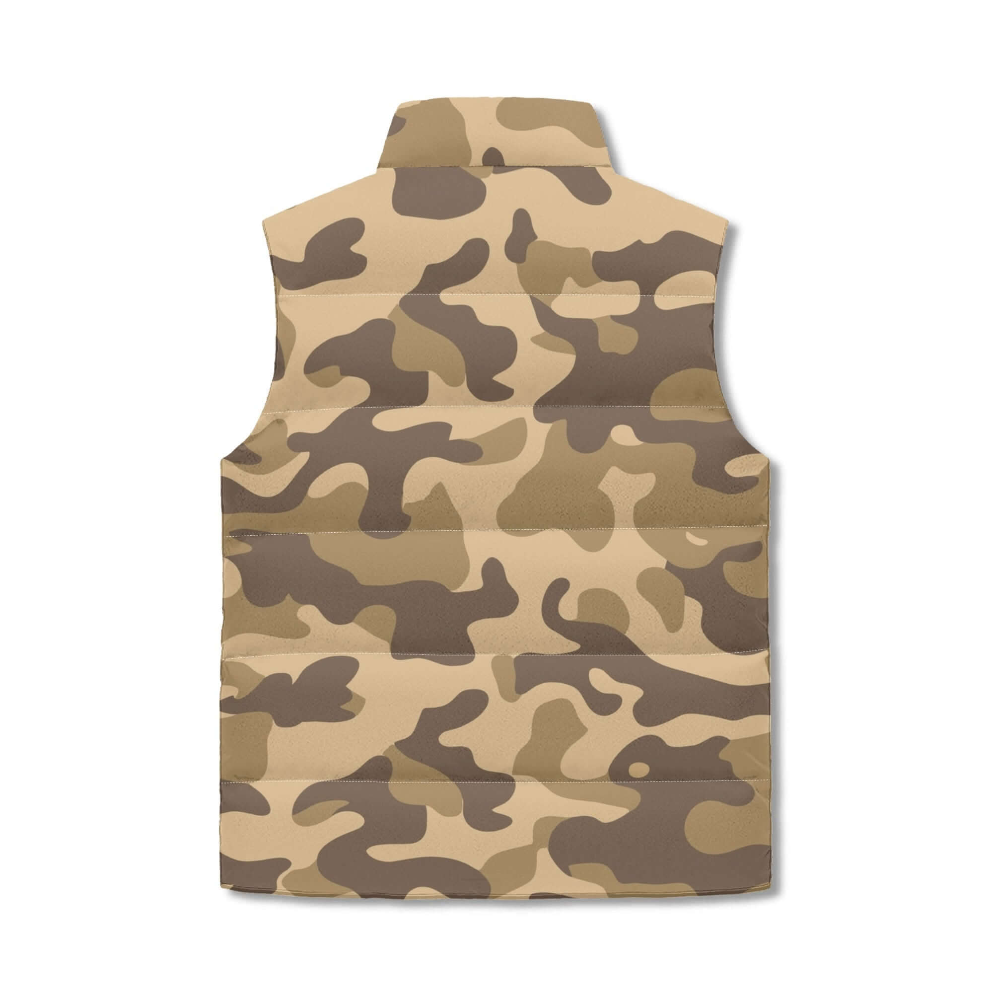 Camo Vest | Khaki Camouflage | Stand Collar Puffer Style Camo Colors