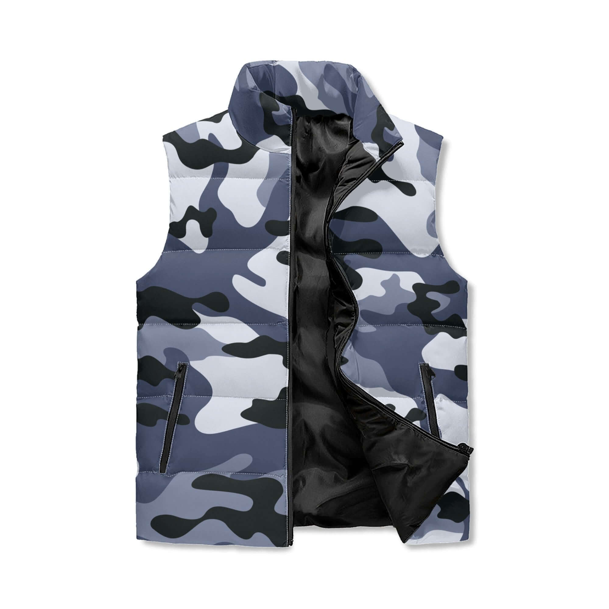 Camo Vest | Light Blue Unisex | Stand Collar Puffer Style Camo Colors