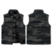 Black Camo Vest | Stand Collar Puffer Style Camo Colors