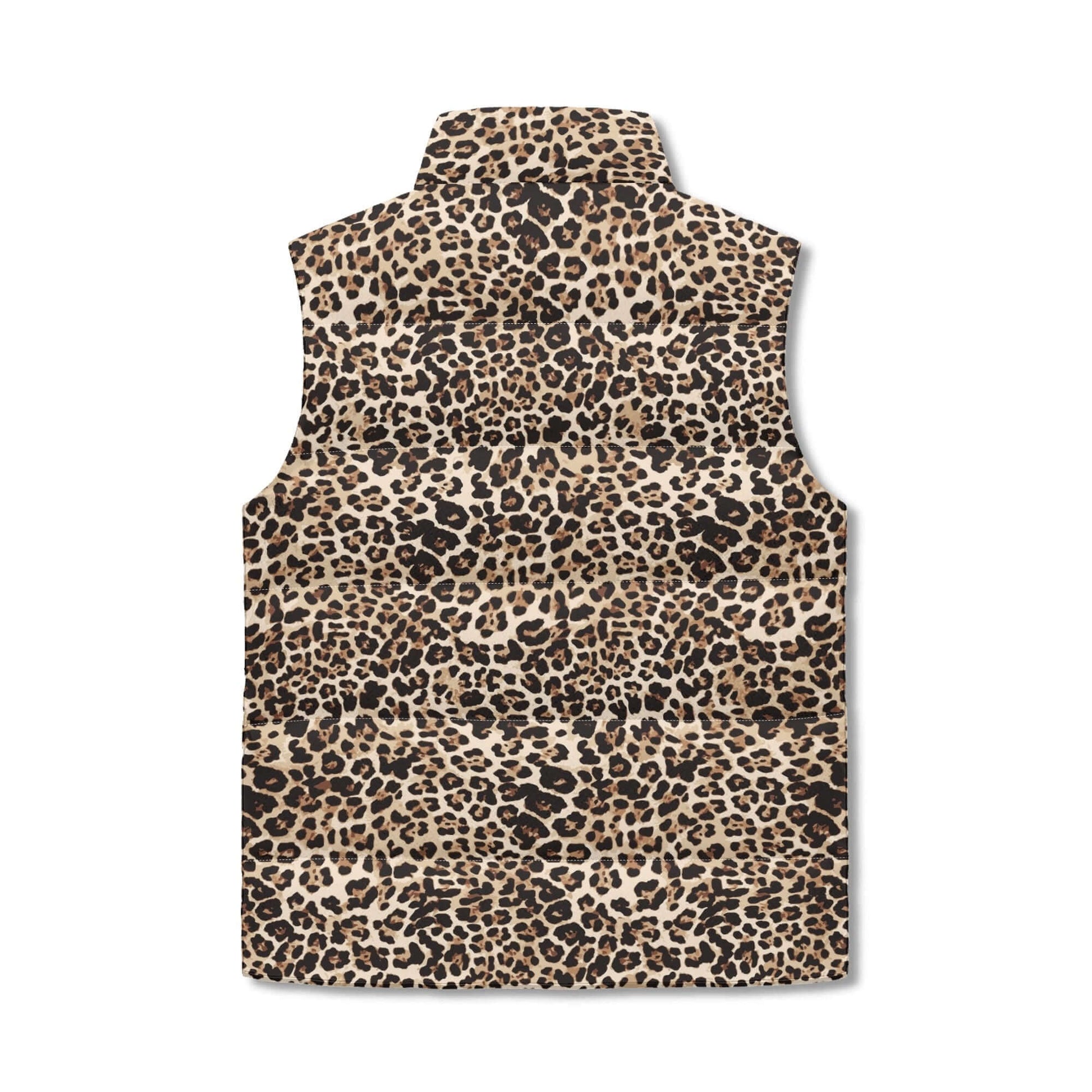 Leopard Vest in Classic Brown | Stand Collar Puffer Style Camo Colors