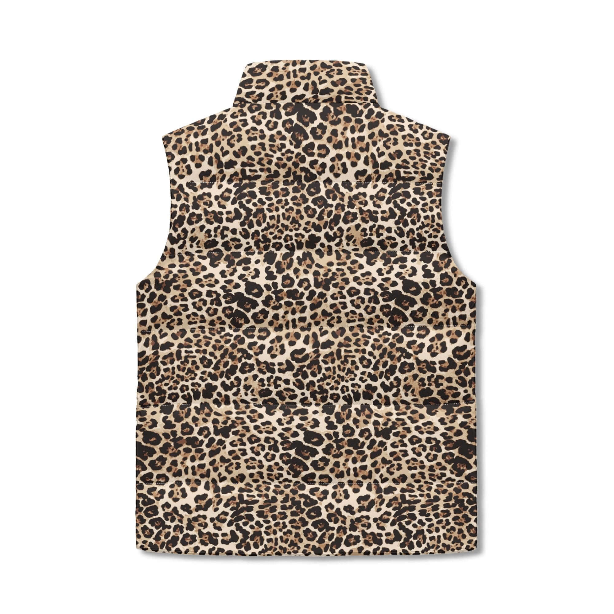 Leopard Vest in Classic Brown | Stand Collar Puffer Style Camo Colors